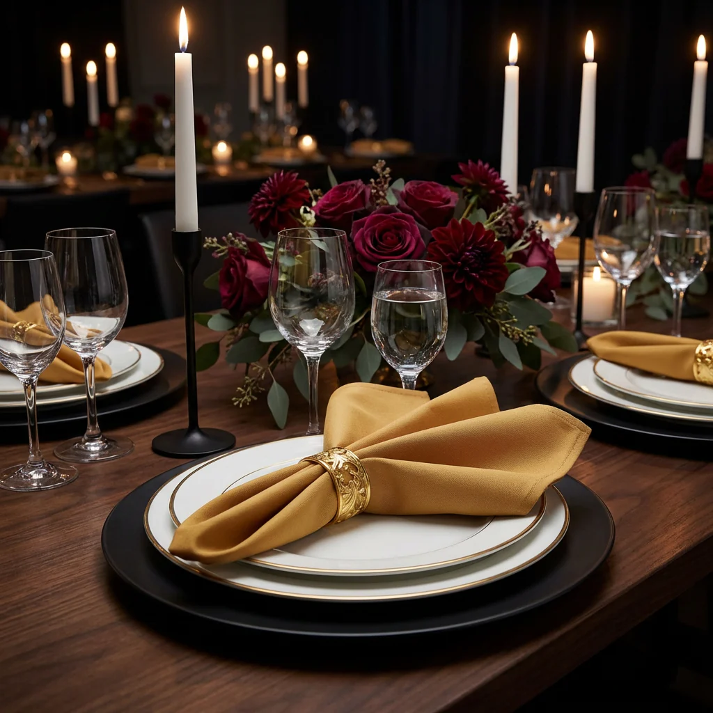 Premium Polyester Napkin 20"x20" - Gold - Image 3