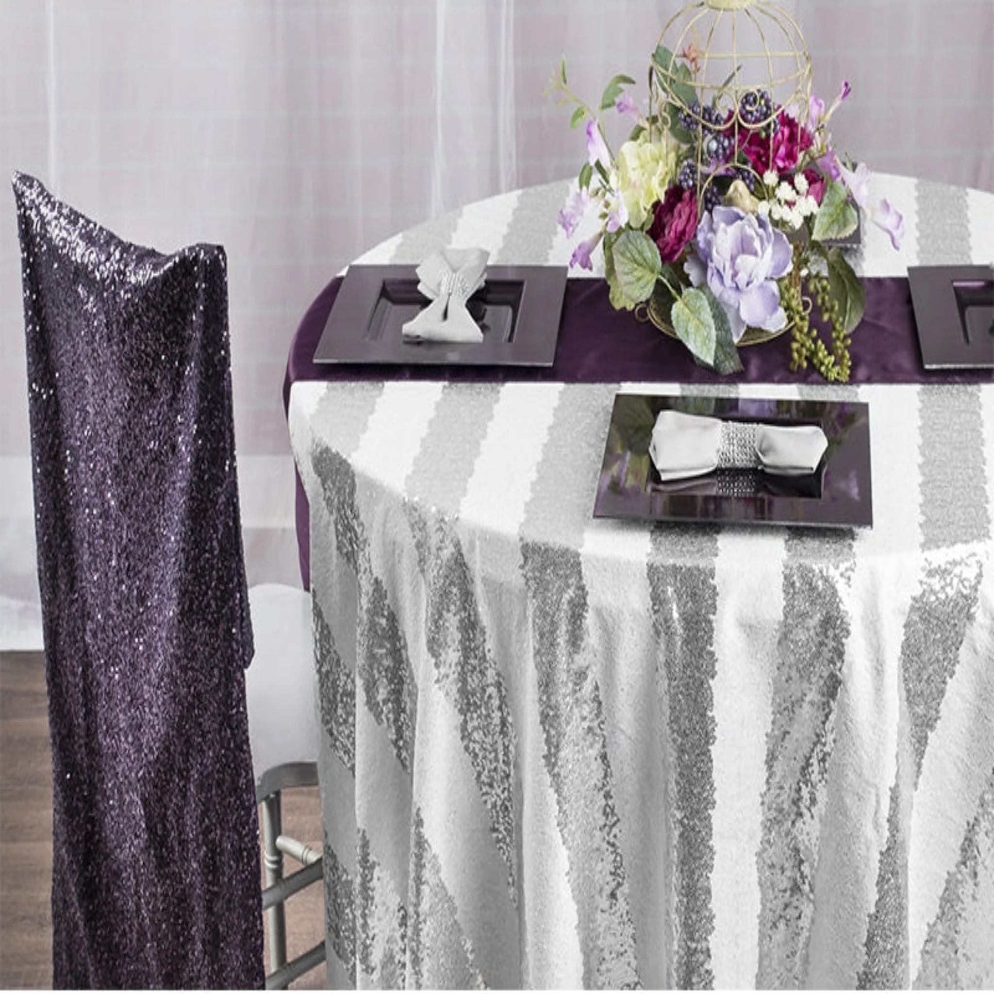 Premium Polyester Napkin 20"x20" - Gray/Silver - Image 4