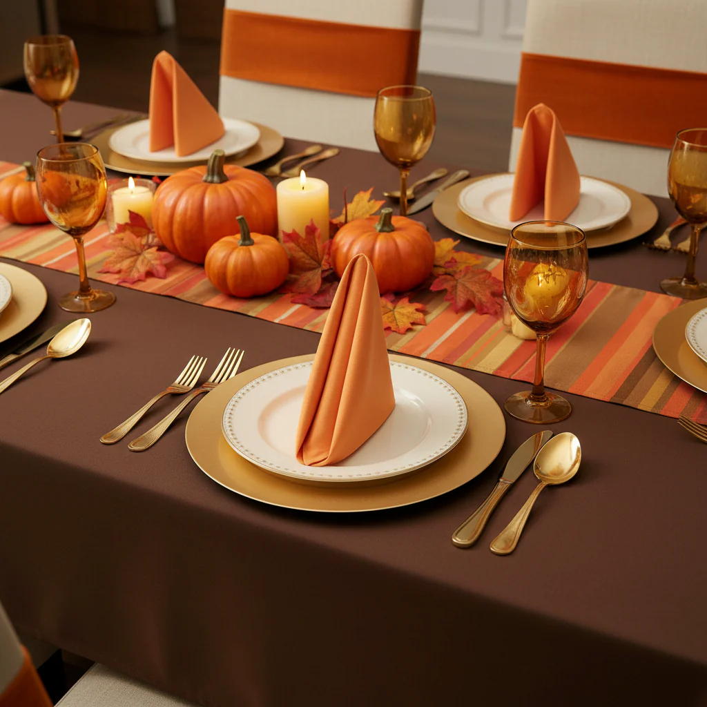 Premium Polyester Napkin 20"x20" - Orange - Image 4