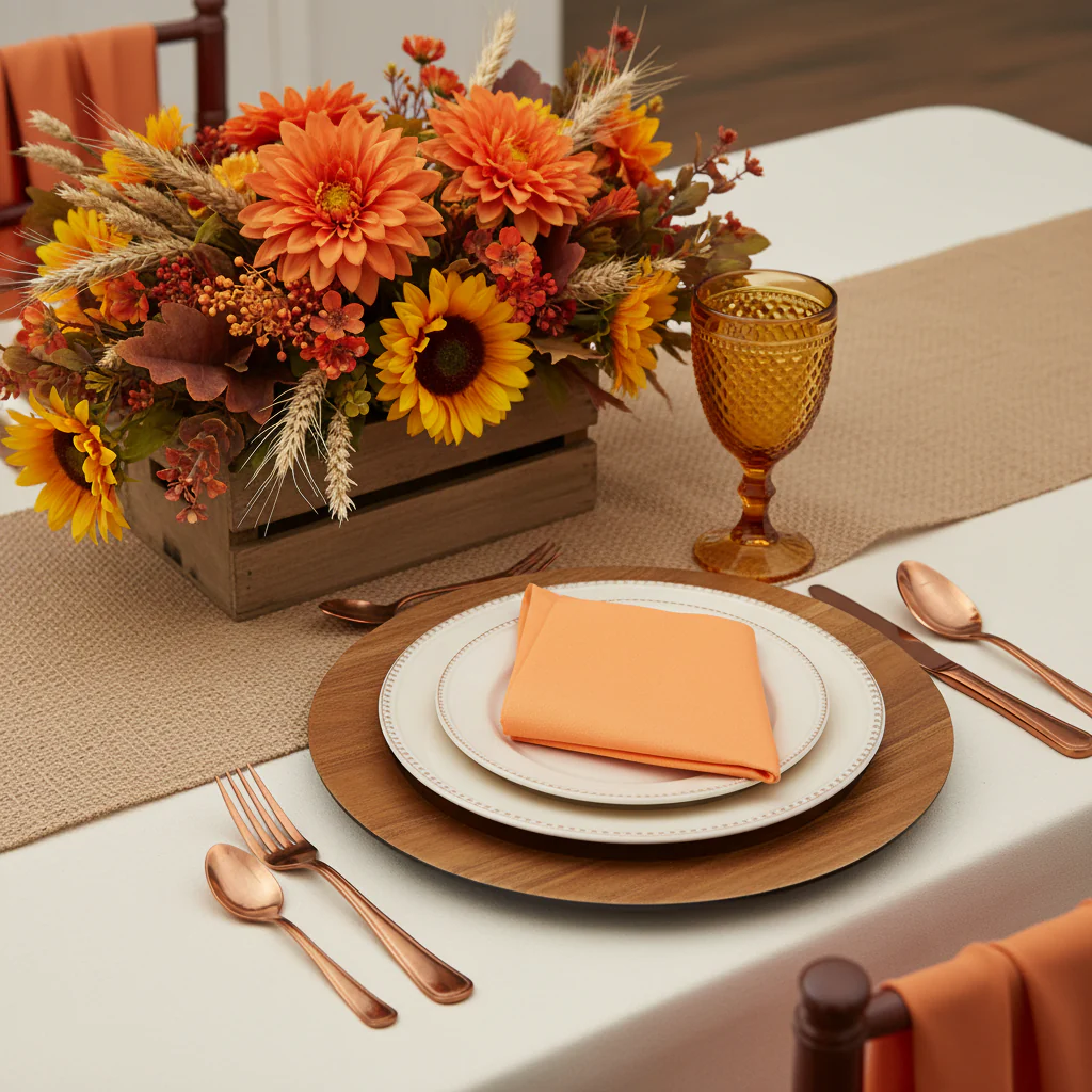 Premium Polyester Napkin 20"x20" - Orange - Image 5