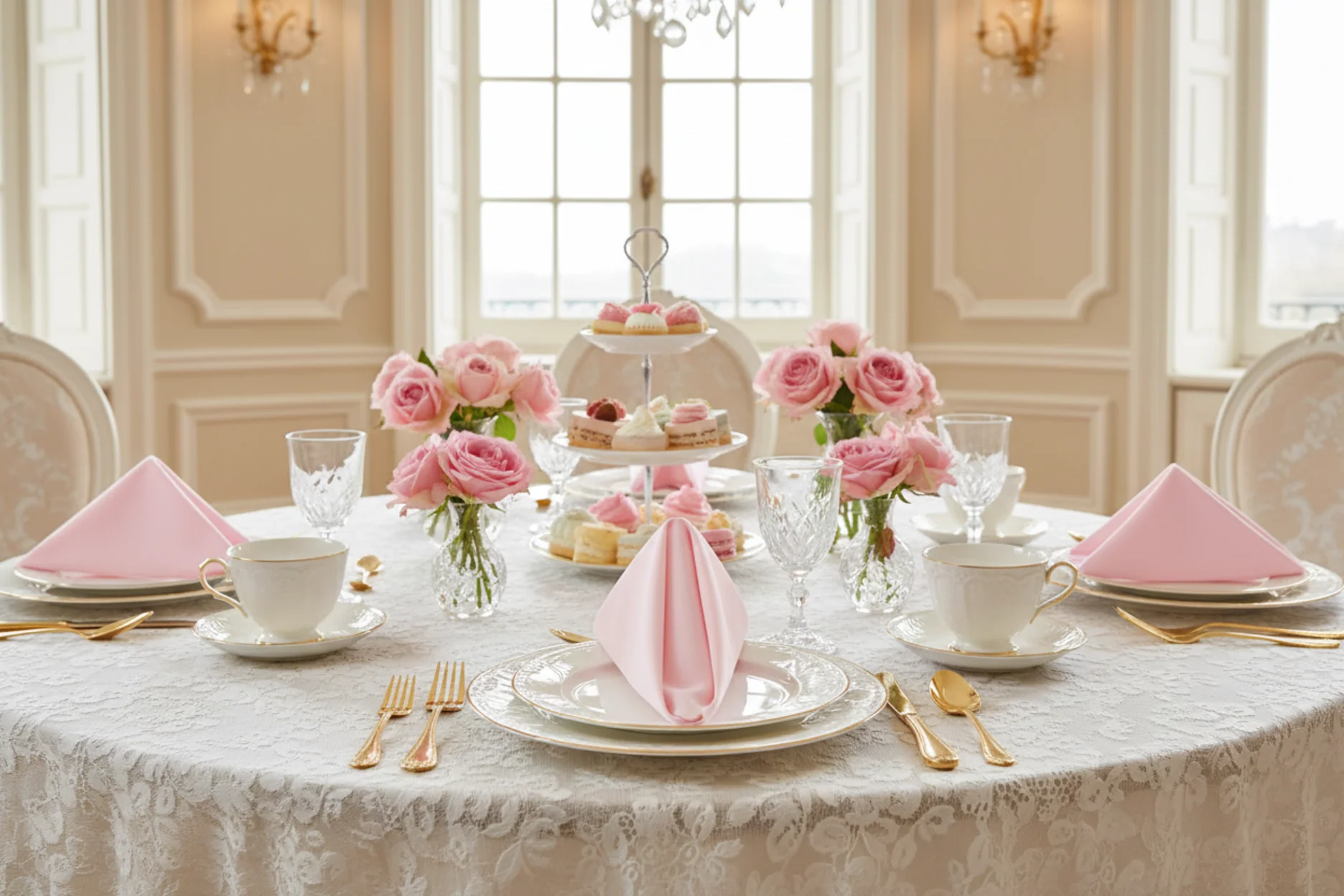 Premium Polyester Napkin 20"x20" - Pastel Pink - Image 4