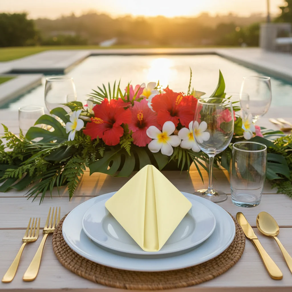 Premium Polyester Napkin 20"x20" - Pastel Yellow - Image 3