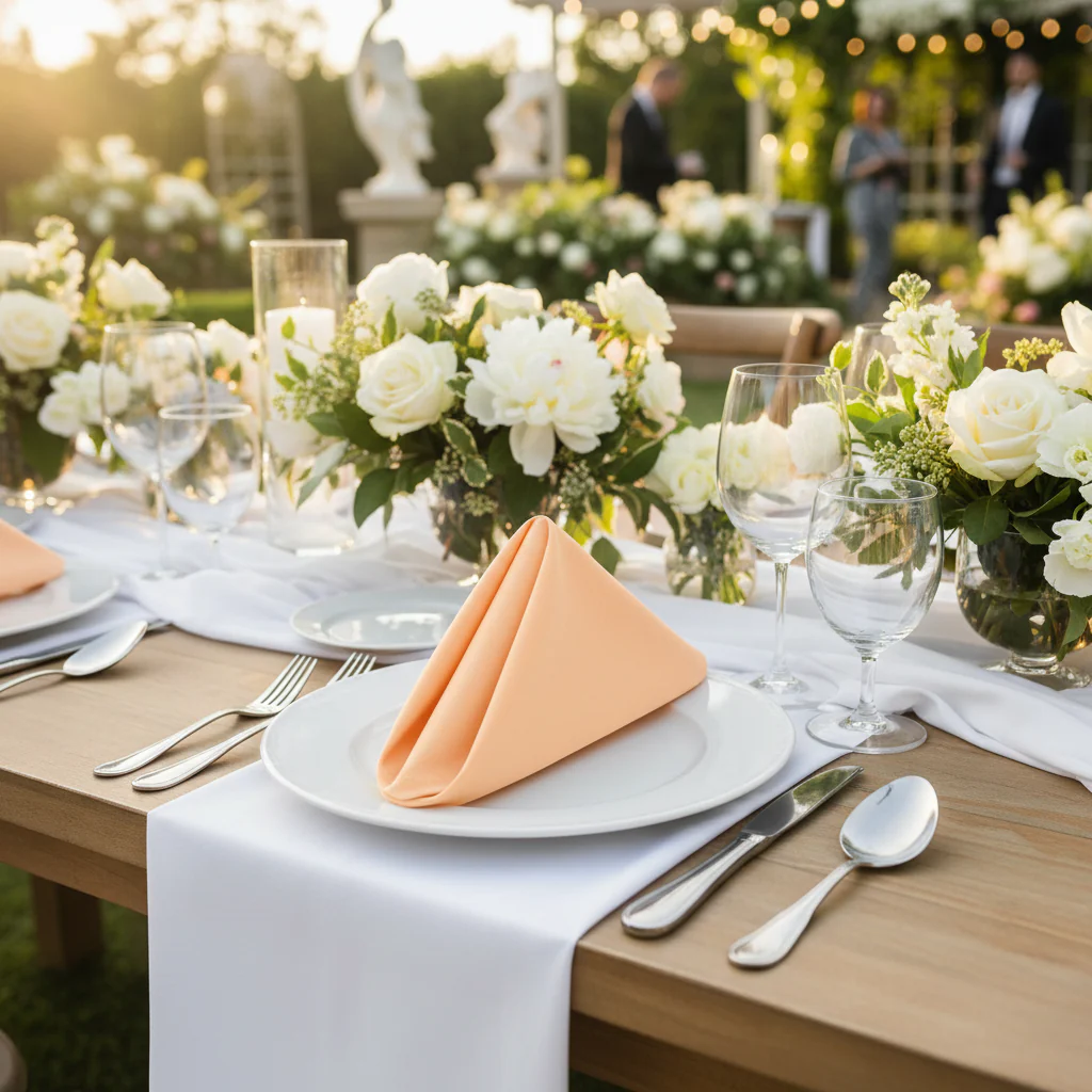 Premium Polyester Napkin 20"x20" - Peach - Image 2