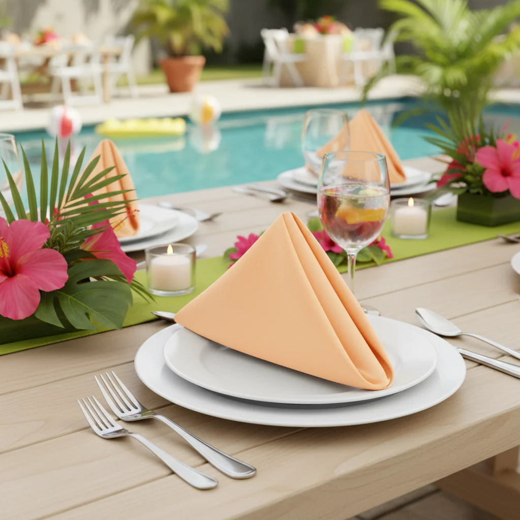 Premium Polyester Napkin 20"x20" - Peach - Image 3