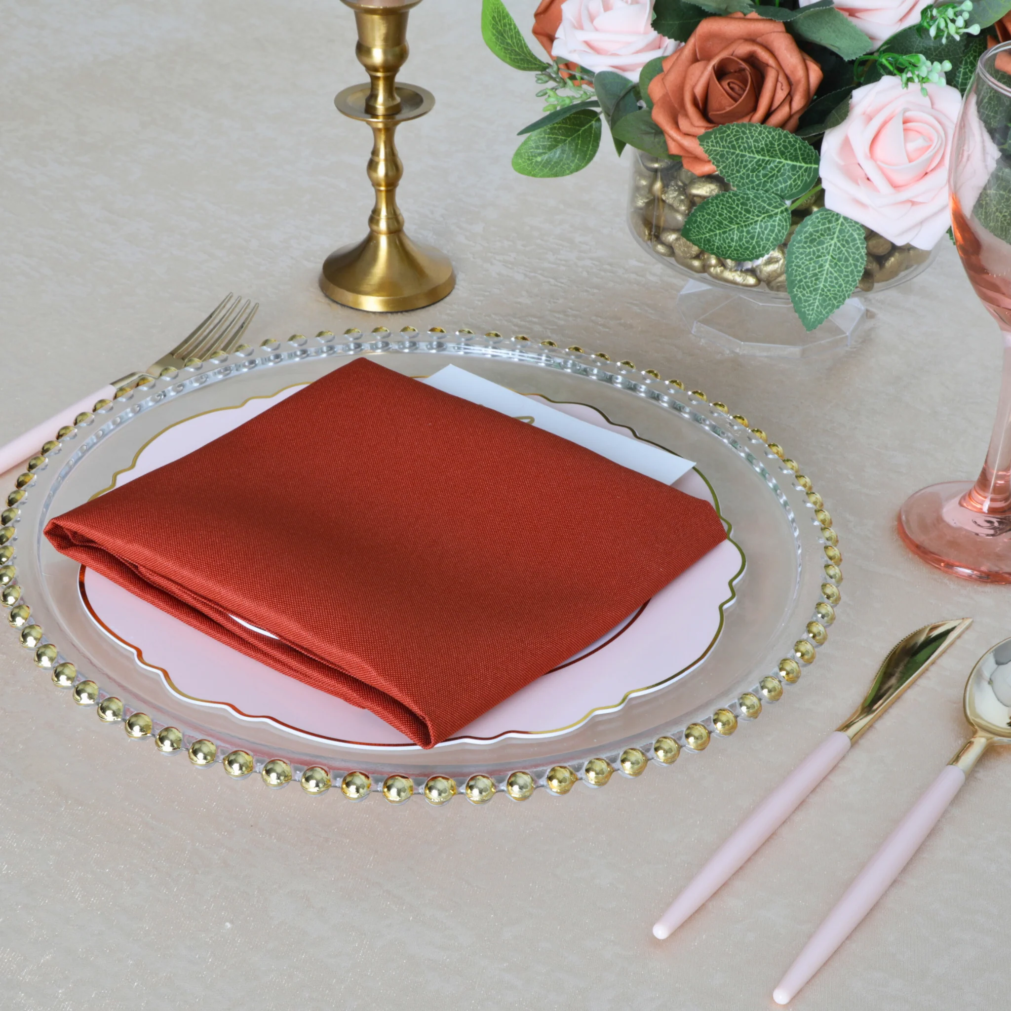 Premium Polyester Napkin 20"x20" - Rust - Image 4