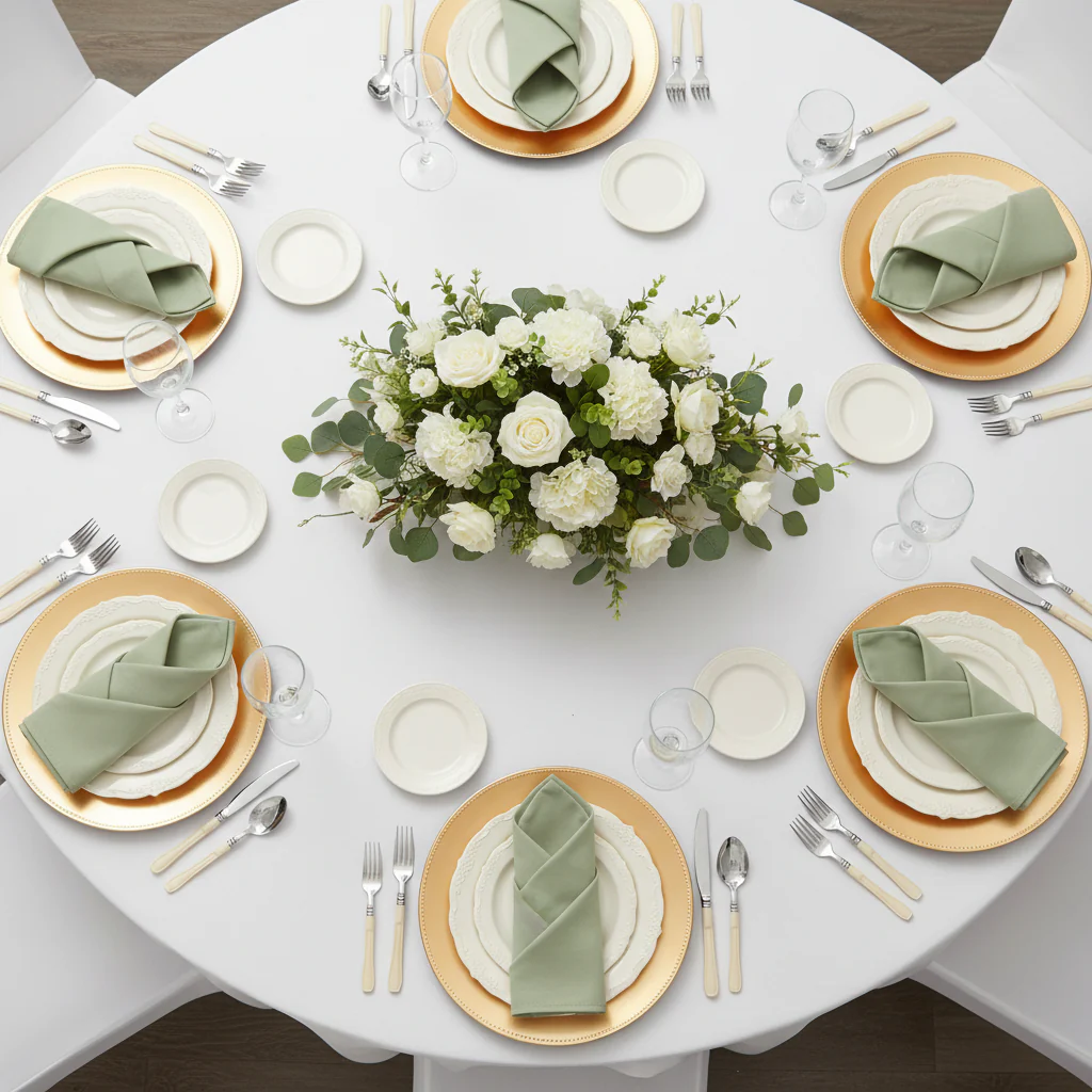 Premium Polyester Napkin 20"x20" - Sage Green - Image 5