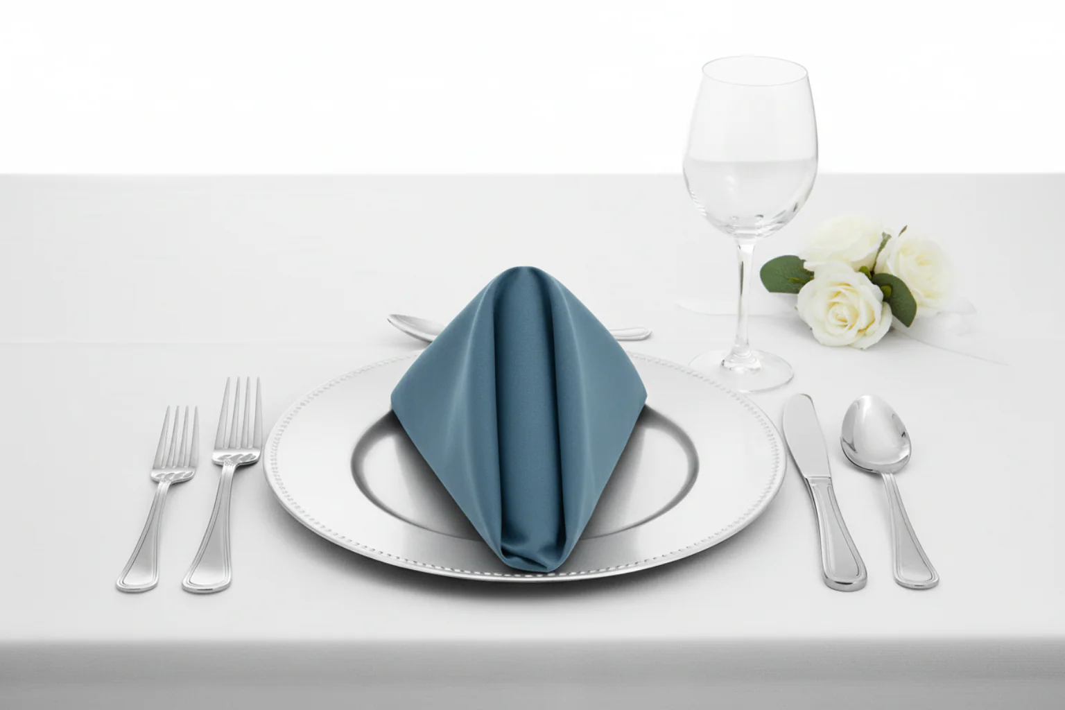 Premium Polyester Napkin 20"x20" - Steele Blue - Image 3
