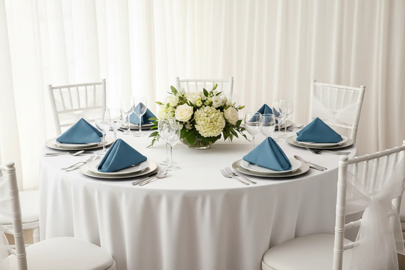 Premium Polyester Napkin 20"x20" - Steele Blue - Image 4