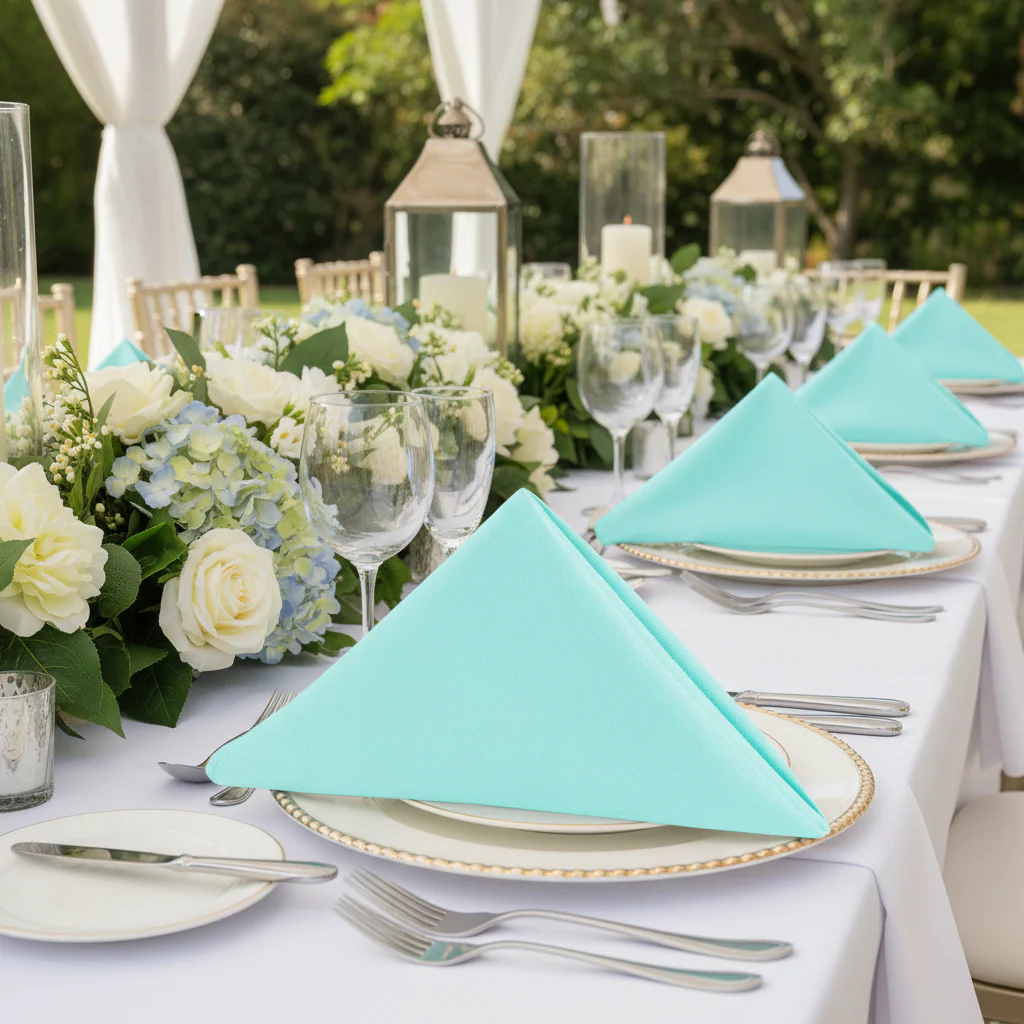 Premium Polyester Napkin 20"x20" - Turquoise - Image 2