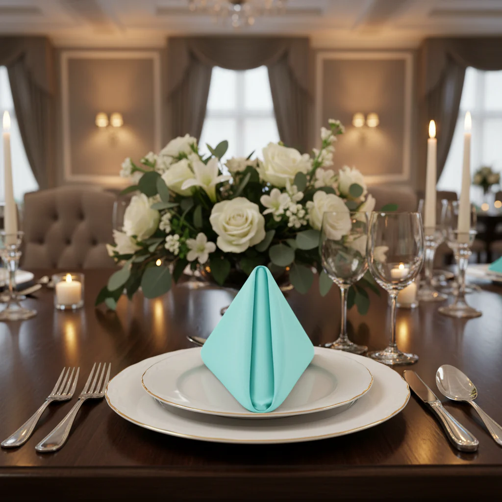 Premium Polyester Napkin 20"x20" - Turquoise - Image 3