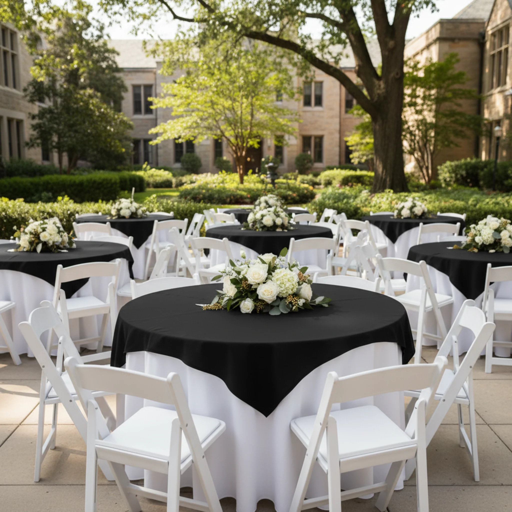 Premium Polyester Square 54" Overlay/Tablecloth - Black - Image 3