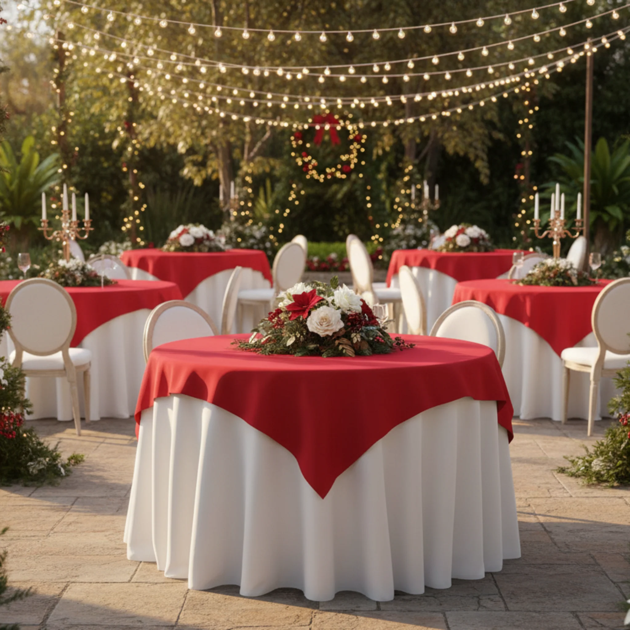 Premium Polyester Square 54" Overlay/Tablecloth - Red - Image 2
