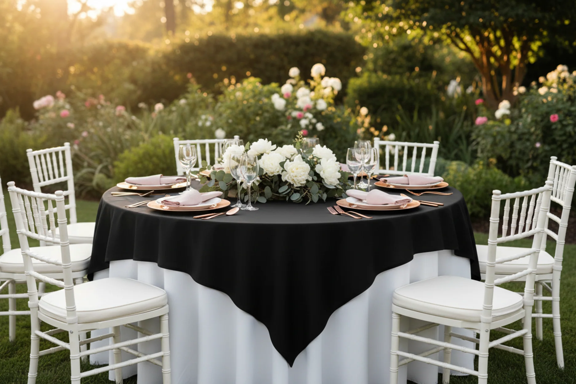 Premium Polyester Square 72" Overlay/Tablecloth - Black - Image 3