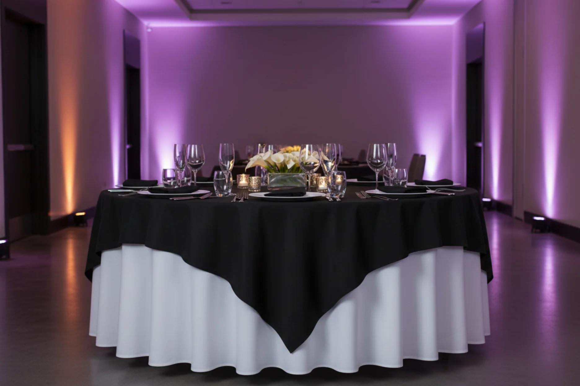Premium Polyester Square 72" Overlay/Tablecloth - Black - Image 4