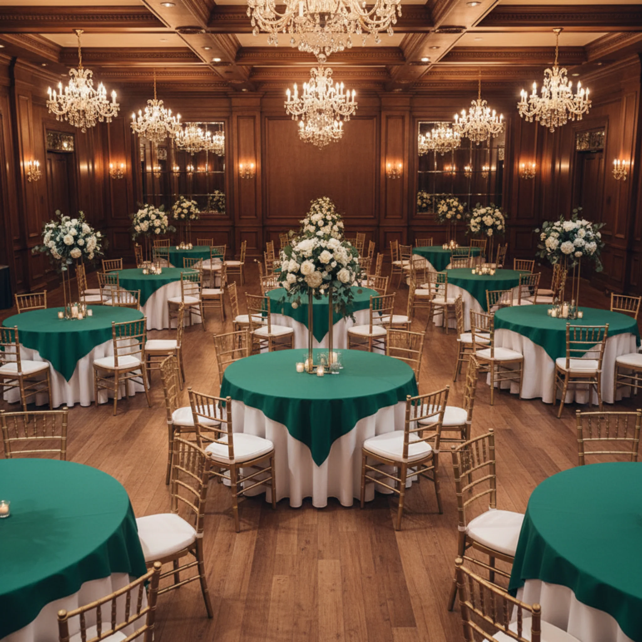 Premium Polyester Square 72" Overlay/Tablecloth - Emerald Green - Image 3