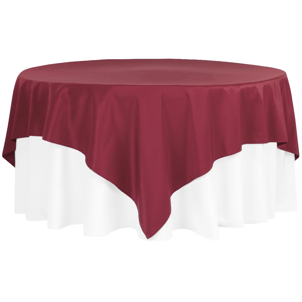 Premium Polyester Square 90"x90" Overlay/Tablecloth - Burgundy