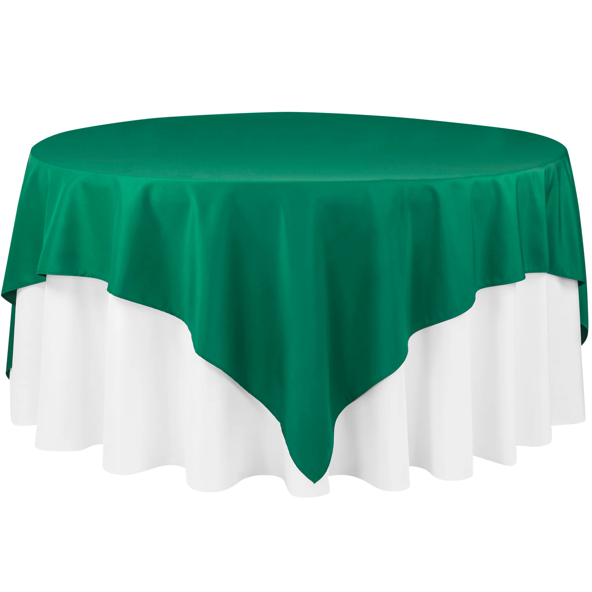 Premium Polyester Square 90"x90" Overlay/Tablecloth - Emerald Green