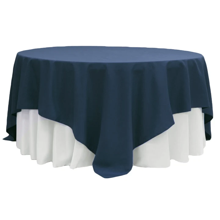 Premium Polyester Square 90"x90" Overlay/Tablecloth - Navy Blue