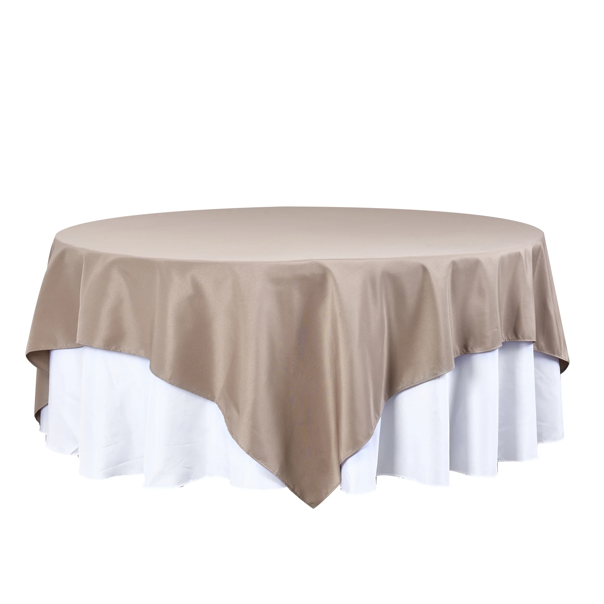 Premium Polyester Square 90"x90" Overlay/Tablecloth - Taupe