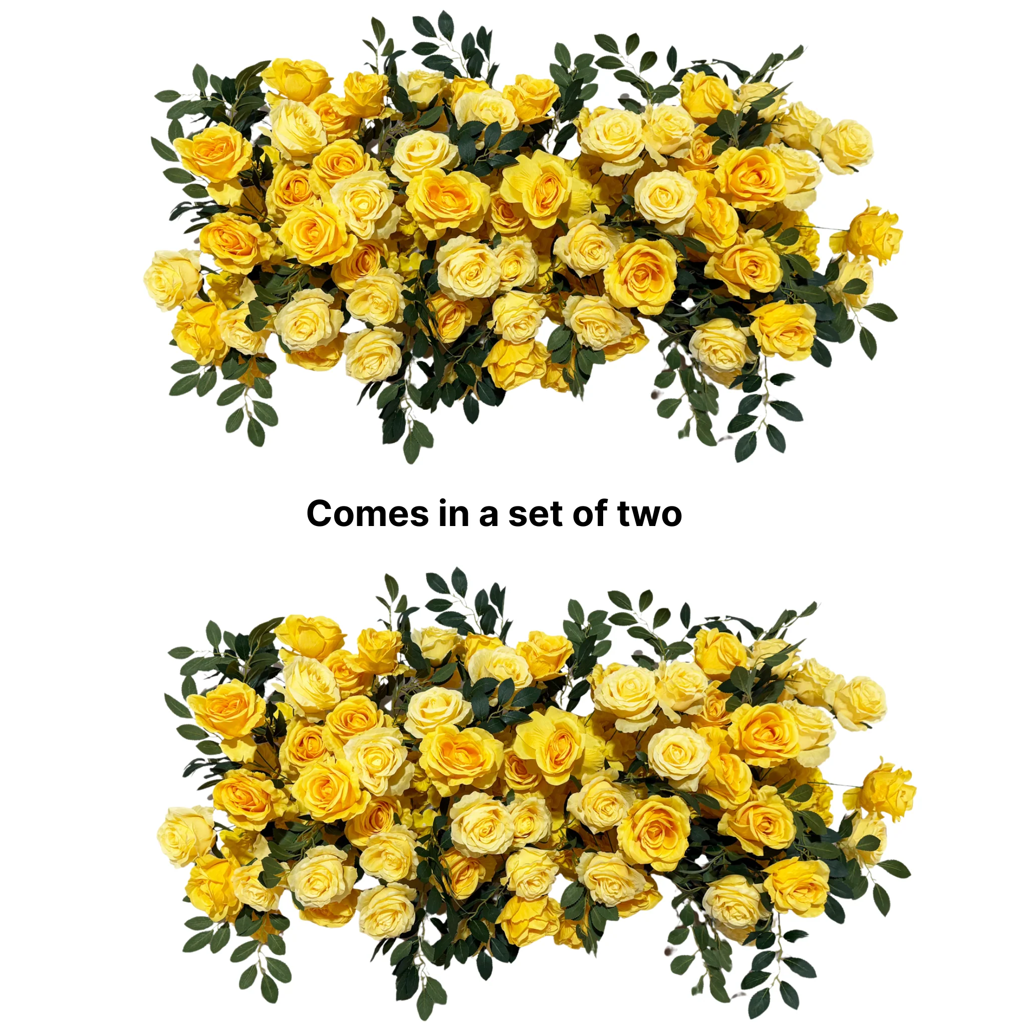 2 pcs/pk Premade Flower Backdrop Arch/Table Runner Decor - Pastel Yellow - Image 3