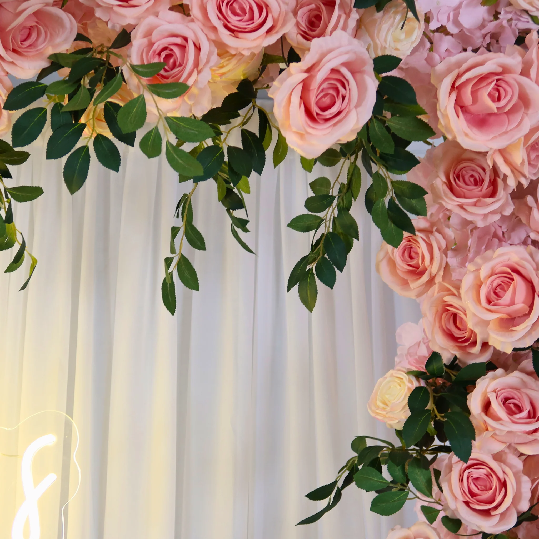 2 pcs/pk Premade Flower Backdrop Arch/Table Runner Decor - Pink - Image 11