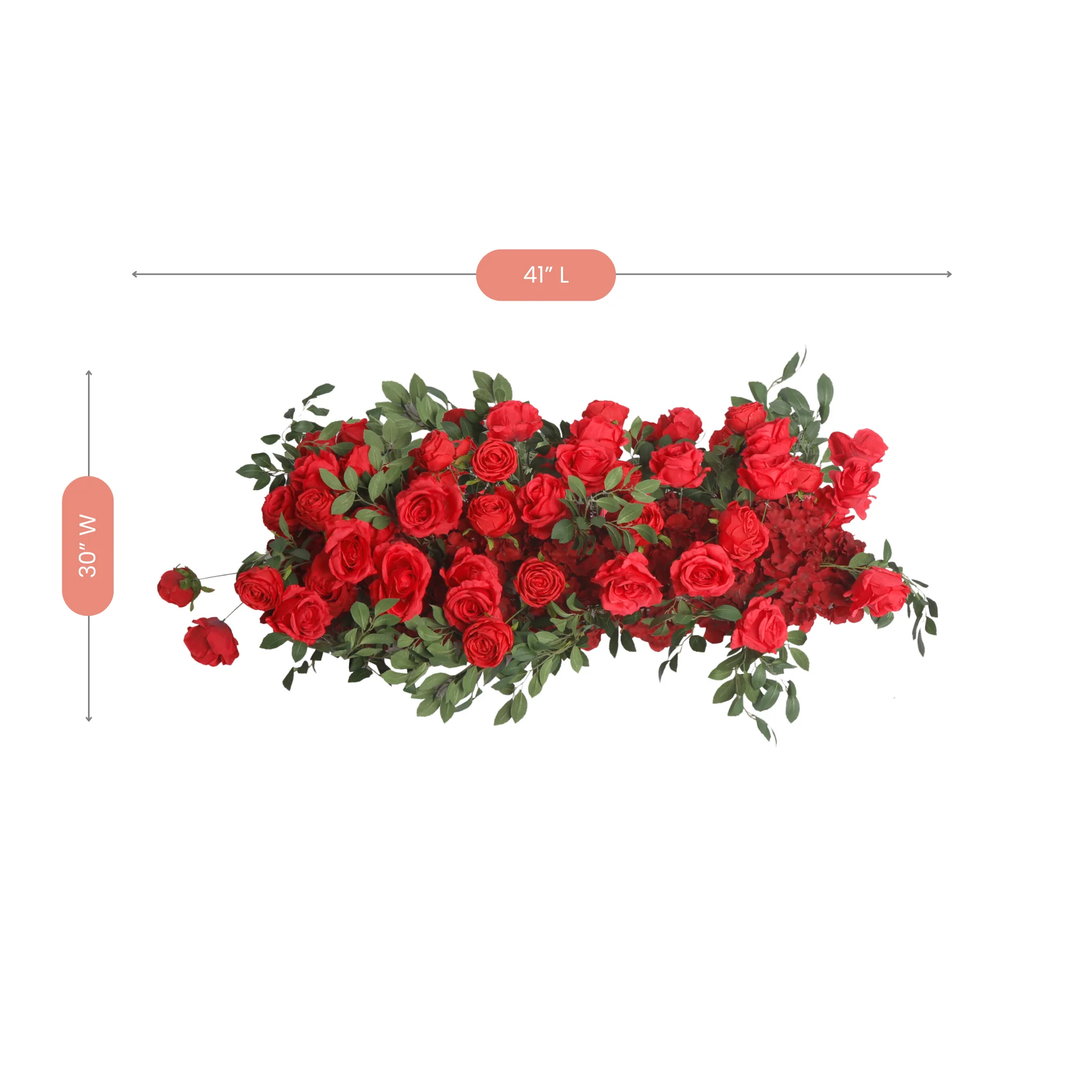2 pcs/pk Premade Flower Backdrop Arch/Table Runner Decor - Red - Image 3