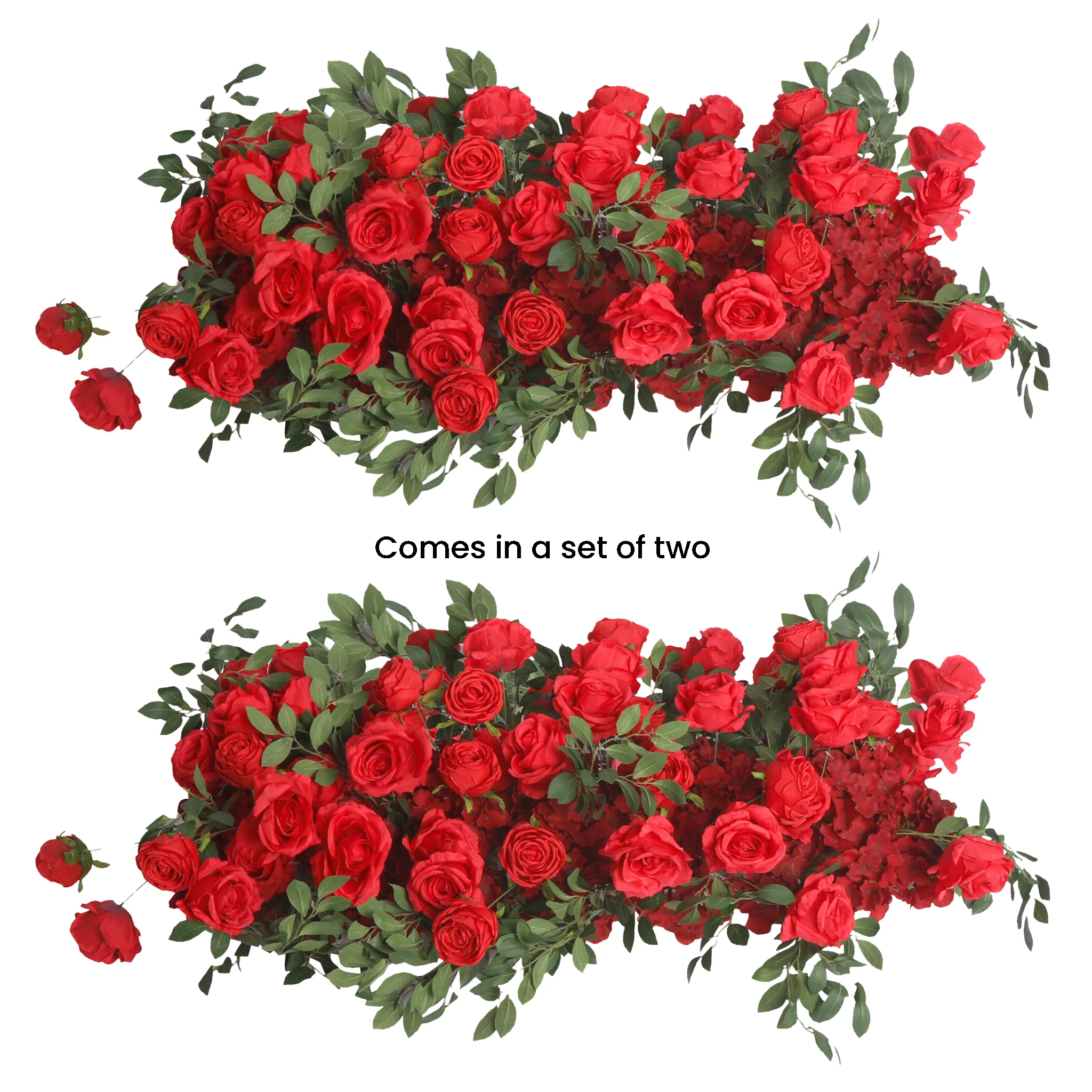 2 pcs/pk Premade Flower Backdrop Arch/Table Runner Decor - Red - Image 4
