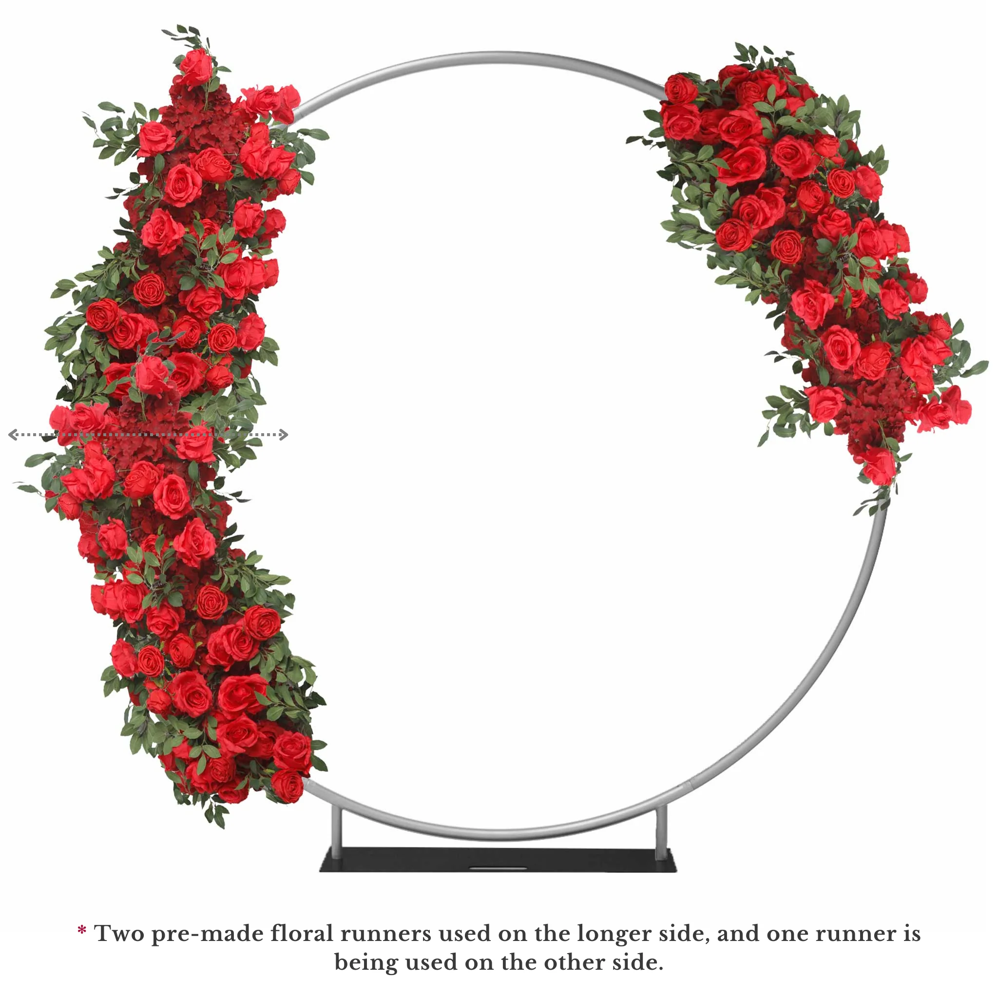 2 pcs/pk Premade Flower Backdrop Arch/Table Runner Decor - Red - Image 7