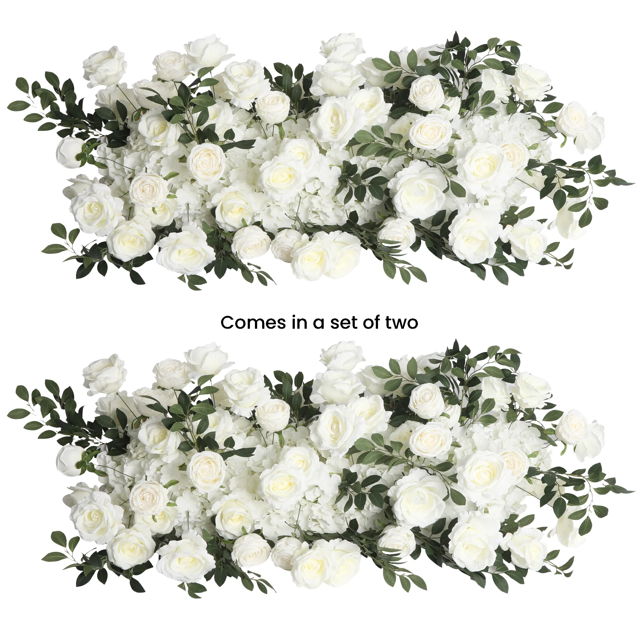 2 pcs/pk Premade Flower Backdrop Arch/Table Runner Decor - White - Image 3
