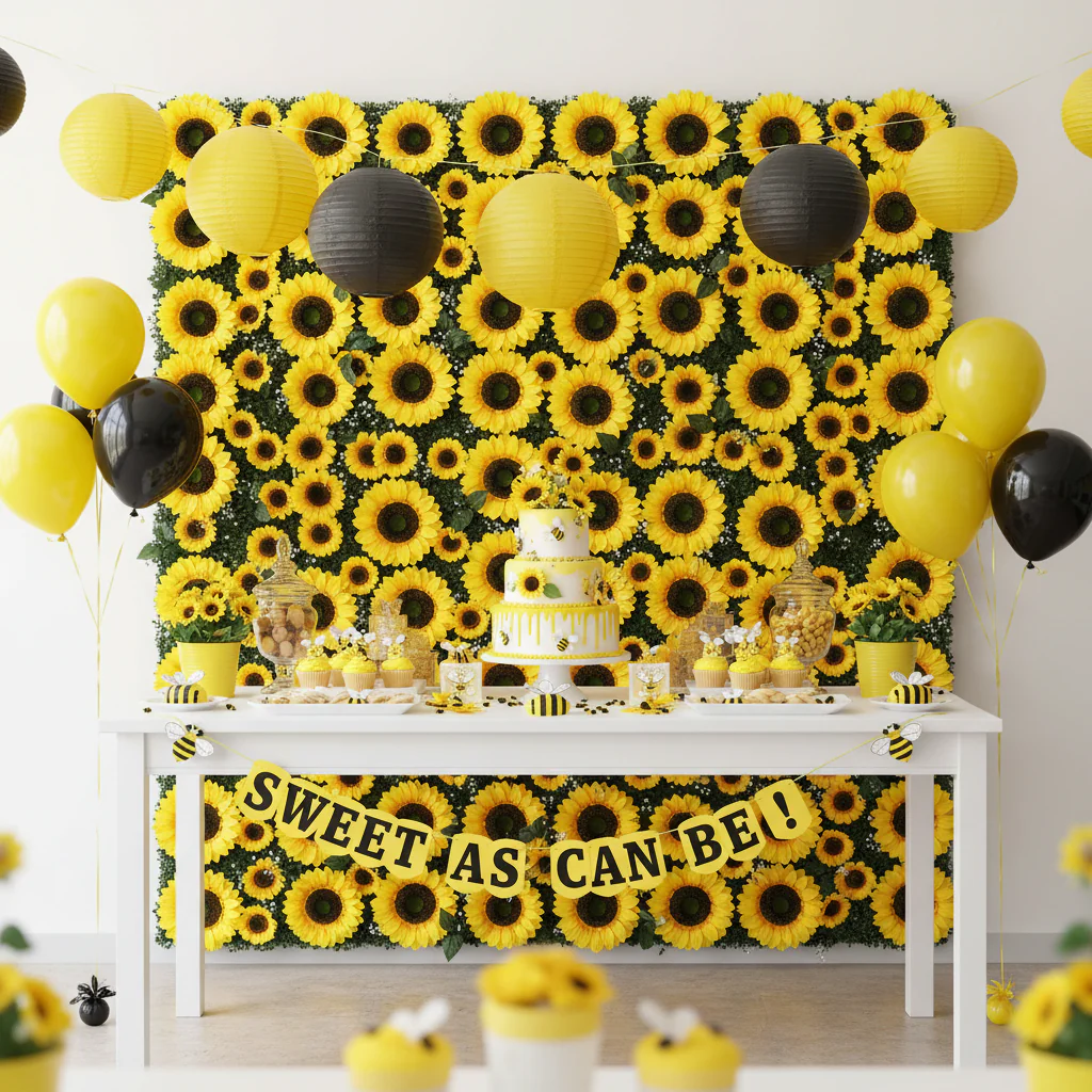 6 pcs/pk Premium Artificial Sunflower Wall Backdrop Panel 60cm x 40cm - Image 2
