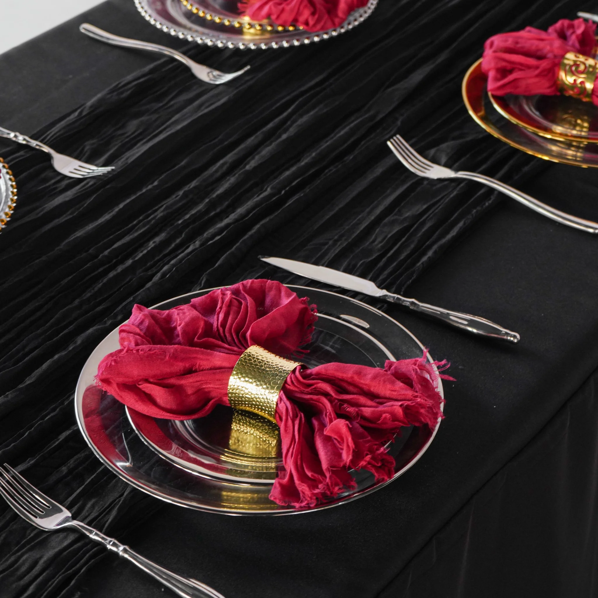 Premium Cheesecloth Table Runner 16FT x 25" - Black - Image 2