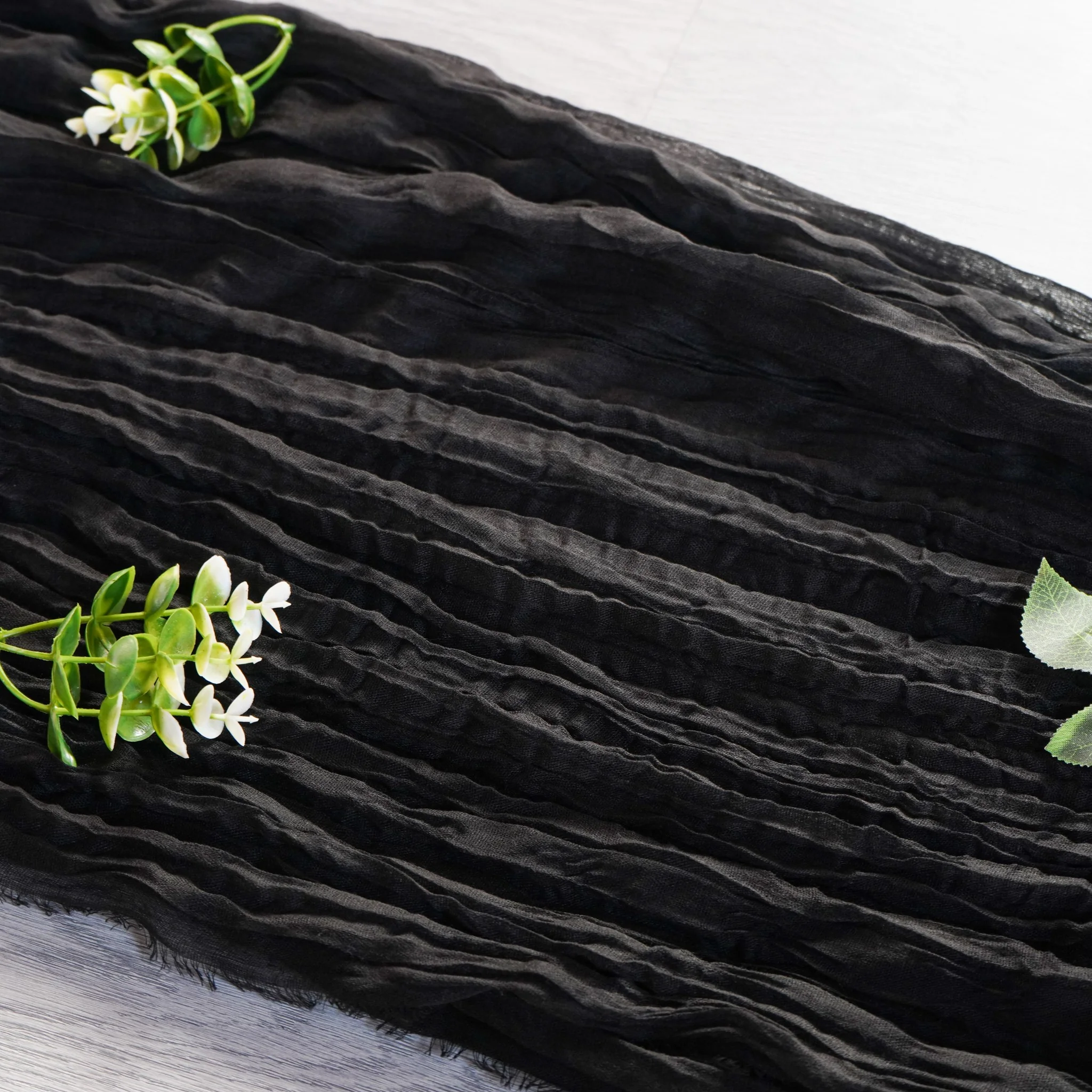 Premium Cheesecloth Table Runner 16FT x 25" - Black - Image 3