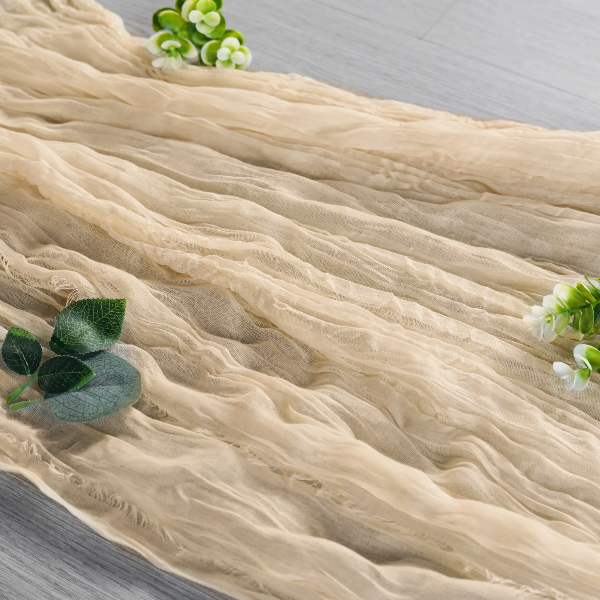 Premium Cheesecloth Table Runner 16FT x 25" - Champagne - Image 2