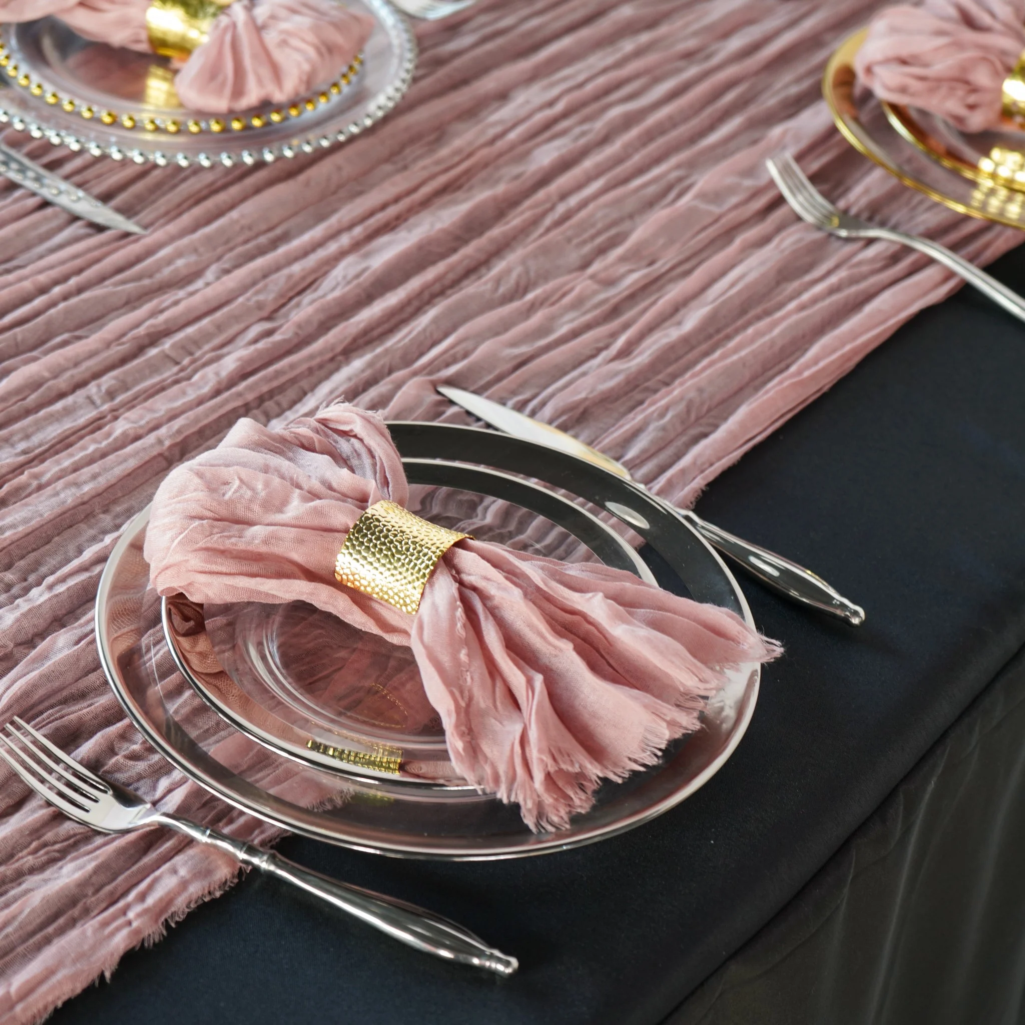 Premium Cheesecloth Table Runner 16FT x 25" - Dusty Rose/Mauve - Image 4