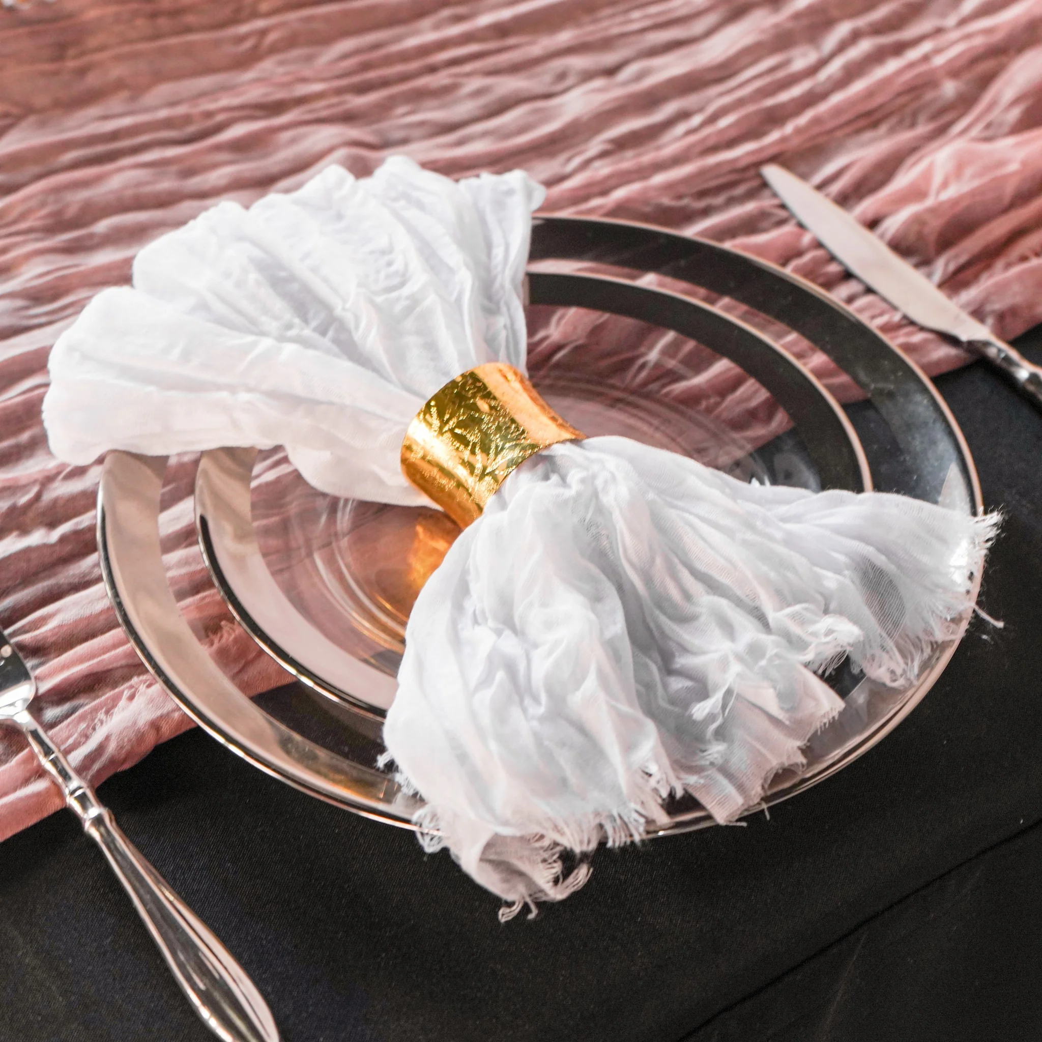 Premium Cheesecloth Table Runner 16FT x 25" - Dusty Rose/Mauve - Image 5