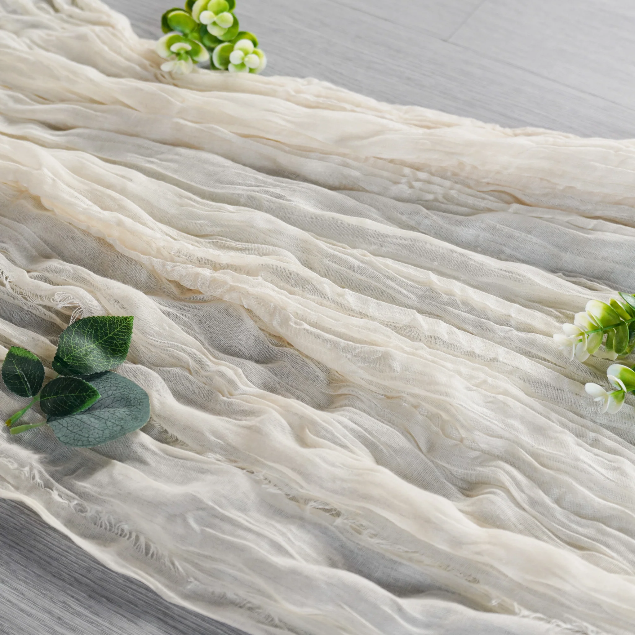 Premium Cheesecloth Table Runner 16FT x 25" - Ivory - Image 7