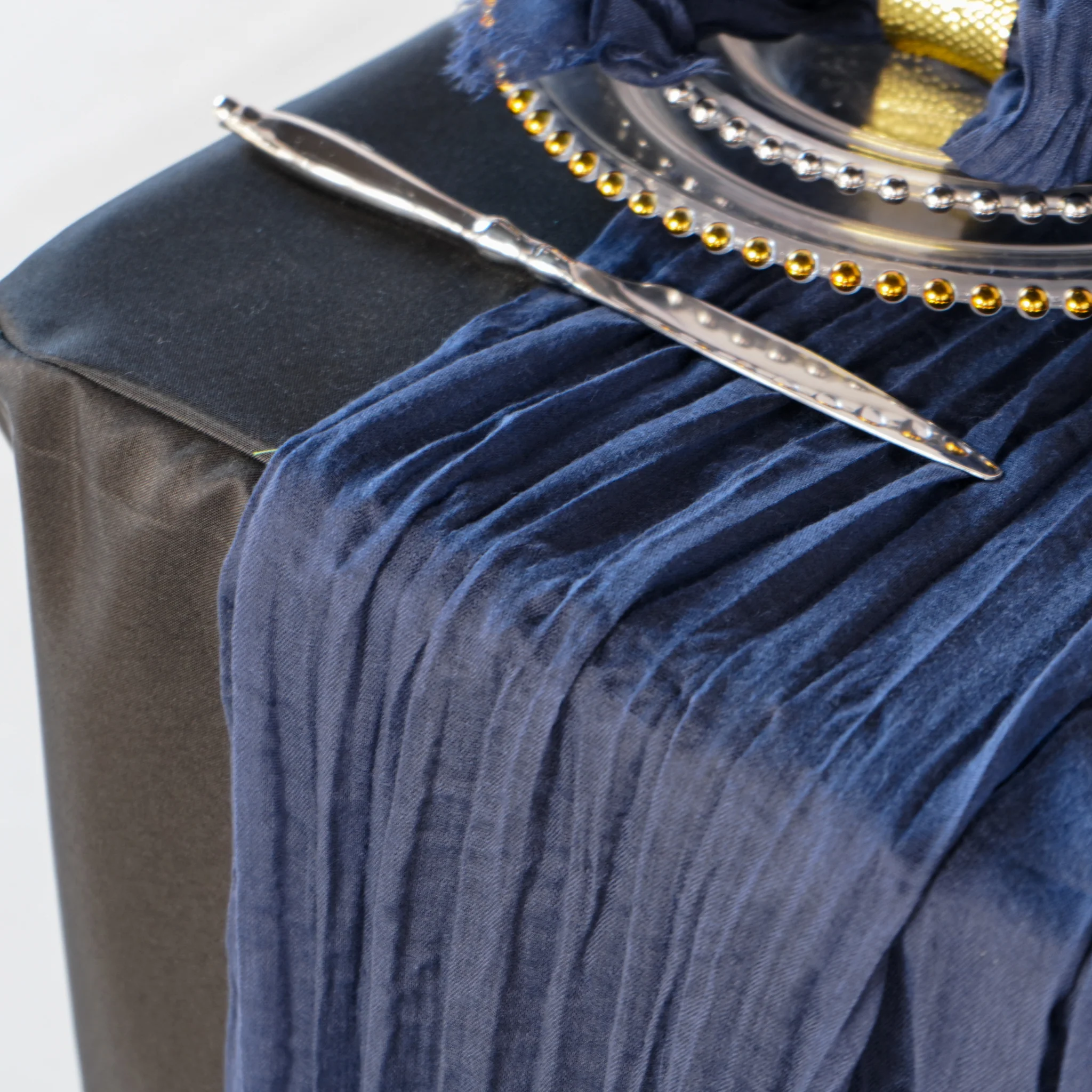 Premium Cheesecloth Table Runner 16FT x 25" - Navy Blue - Image 4