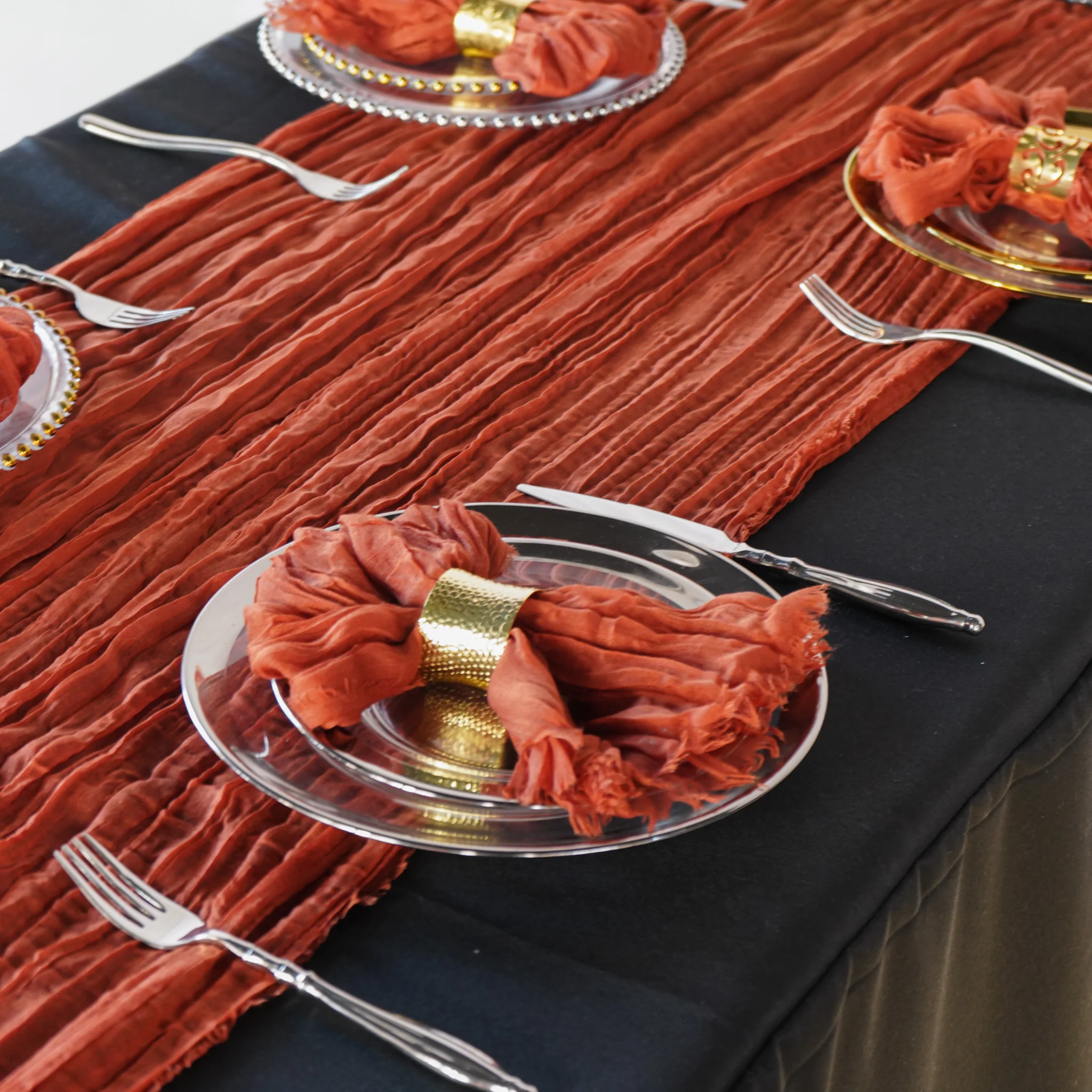 Premium Cheesecloth Table Runner 16FT x 25" - Rust - Image 4