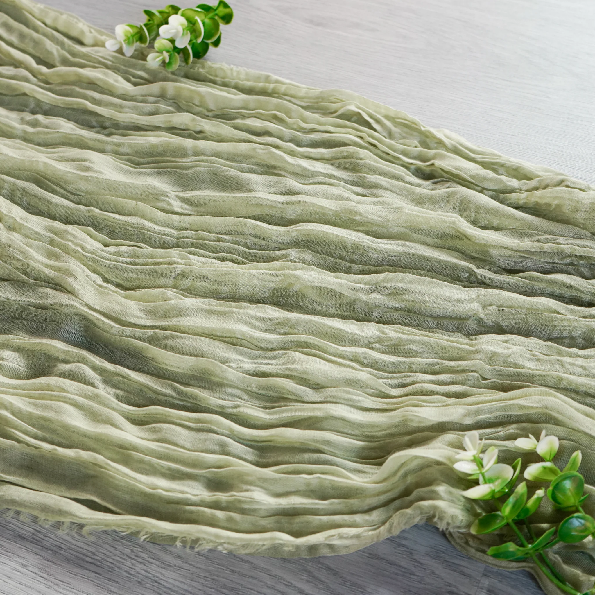 Premium Cheesecloth Table Runner 16FT x 25" - Sage Green - Image 6