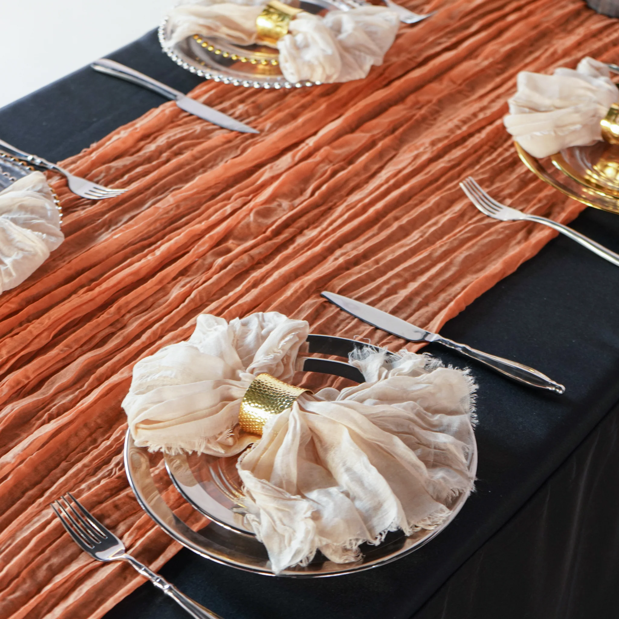 Premium Cheesecloth Table Runner 16FT x 25" - Terracotta - Image 4