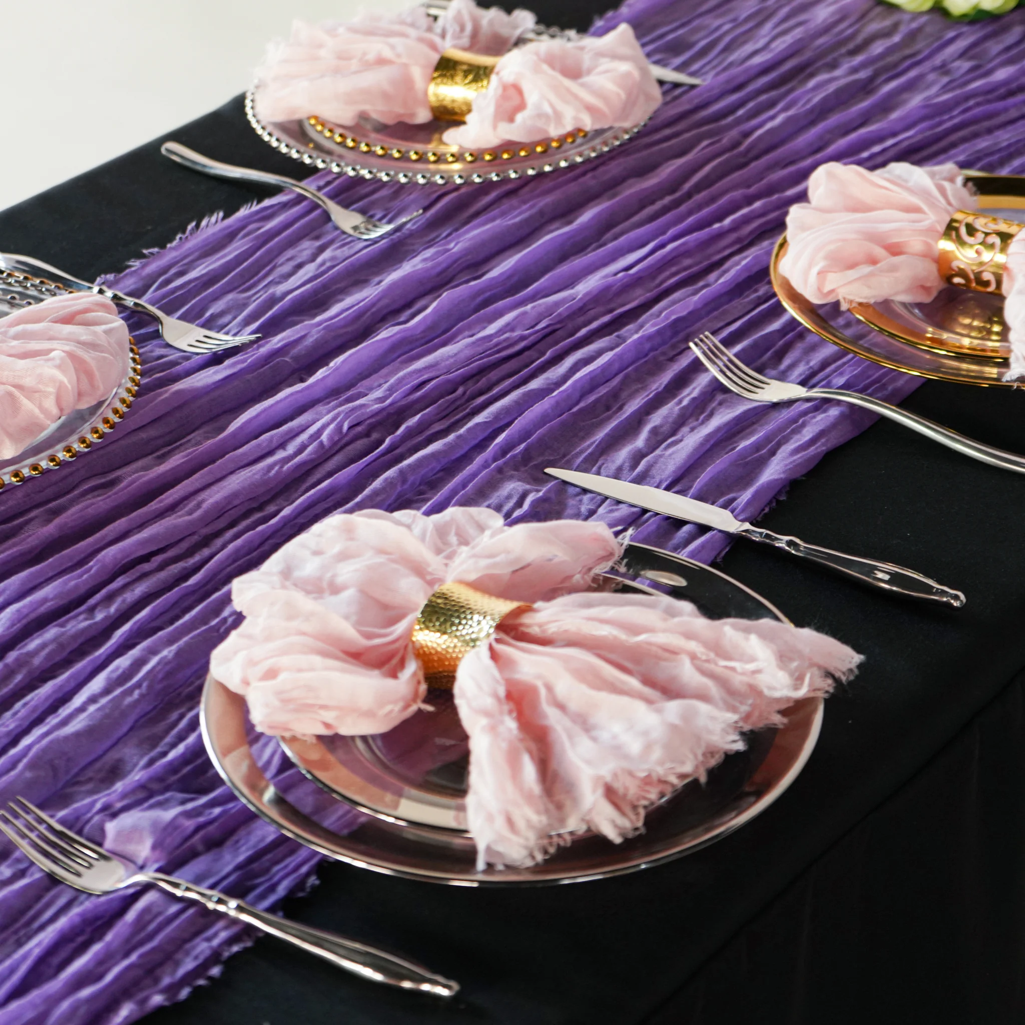 Premium Cheesecloth Table Runner 16FT x 25" - Victorian Lilac/Wisteria - Image 2