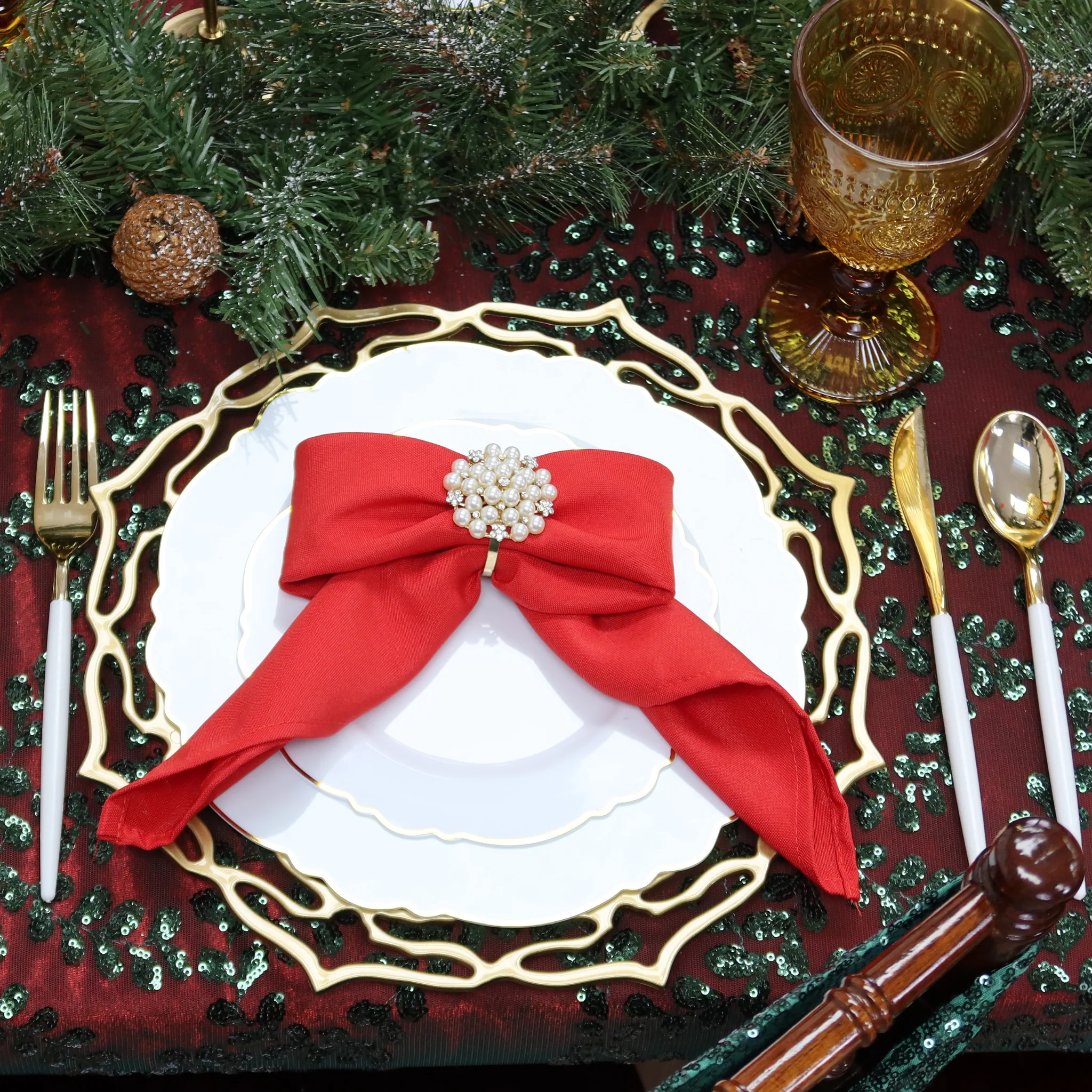Premium Polyester Napkin 19"x19" - Red - Image 2
