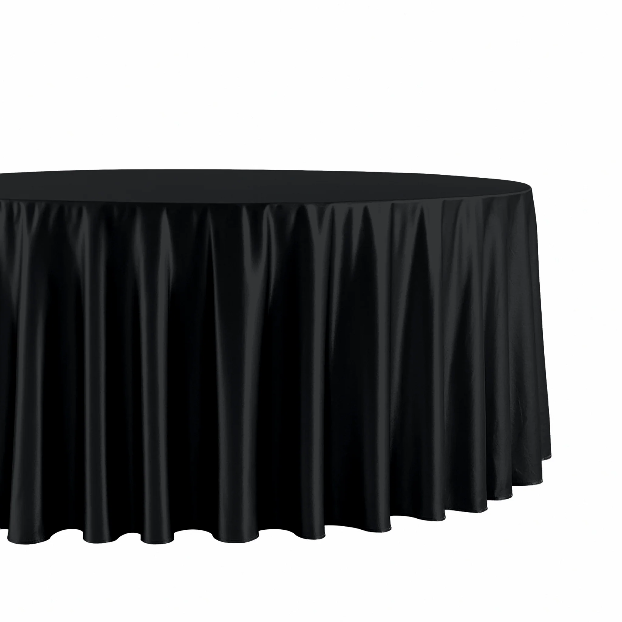 Premium Satin (Wrinkle-Resistant) 108" Round Tablecloth - Black - Image 5