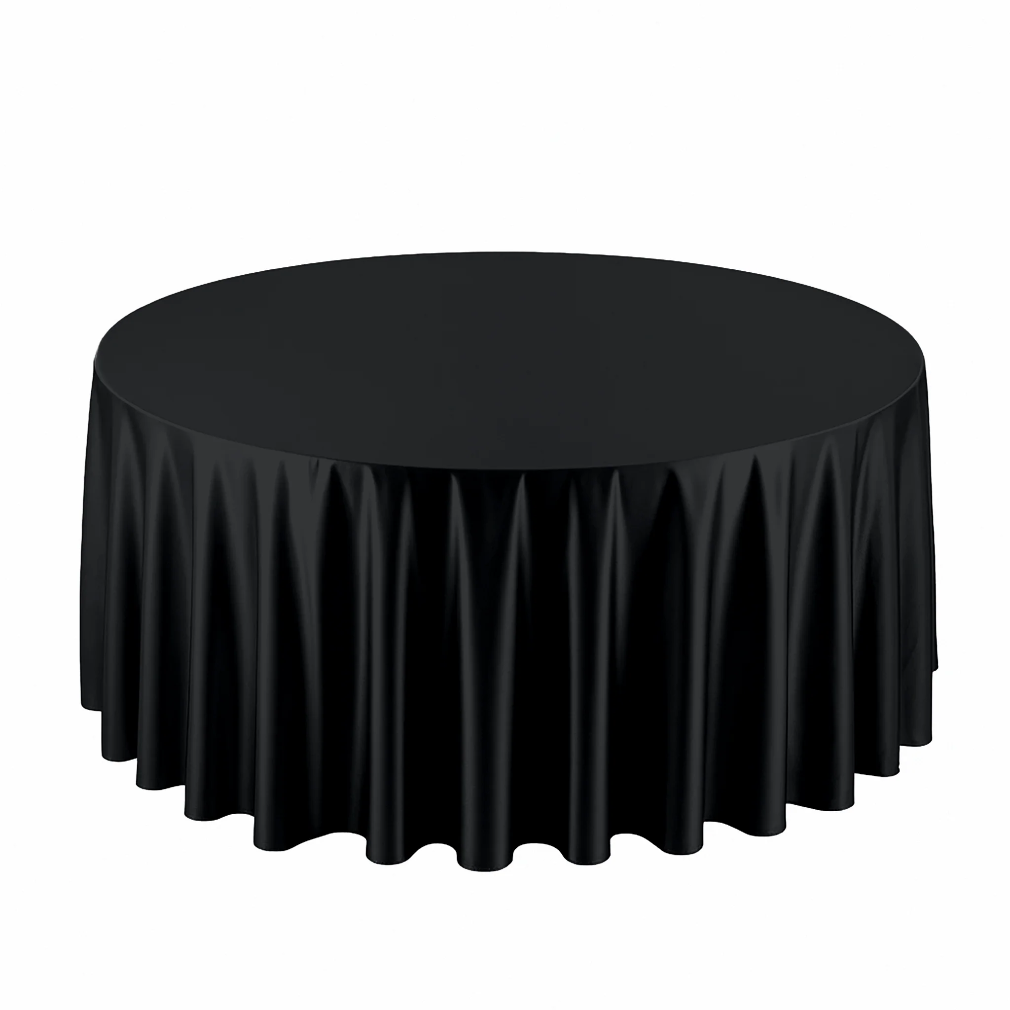 Premium Satin (Wrinkle-Resistant) 108" Round Tablecloth - Black - Image 7