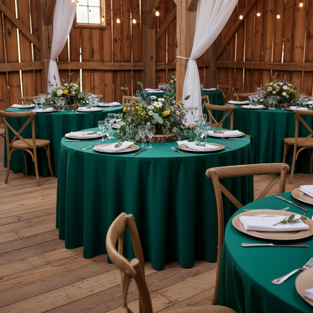 Premium Satin (Wrinkle-Resistant) 108" Round Tablecloth - Emerald Green - Image 7