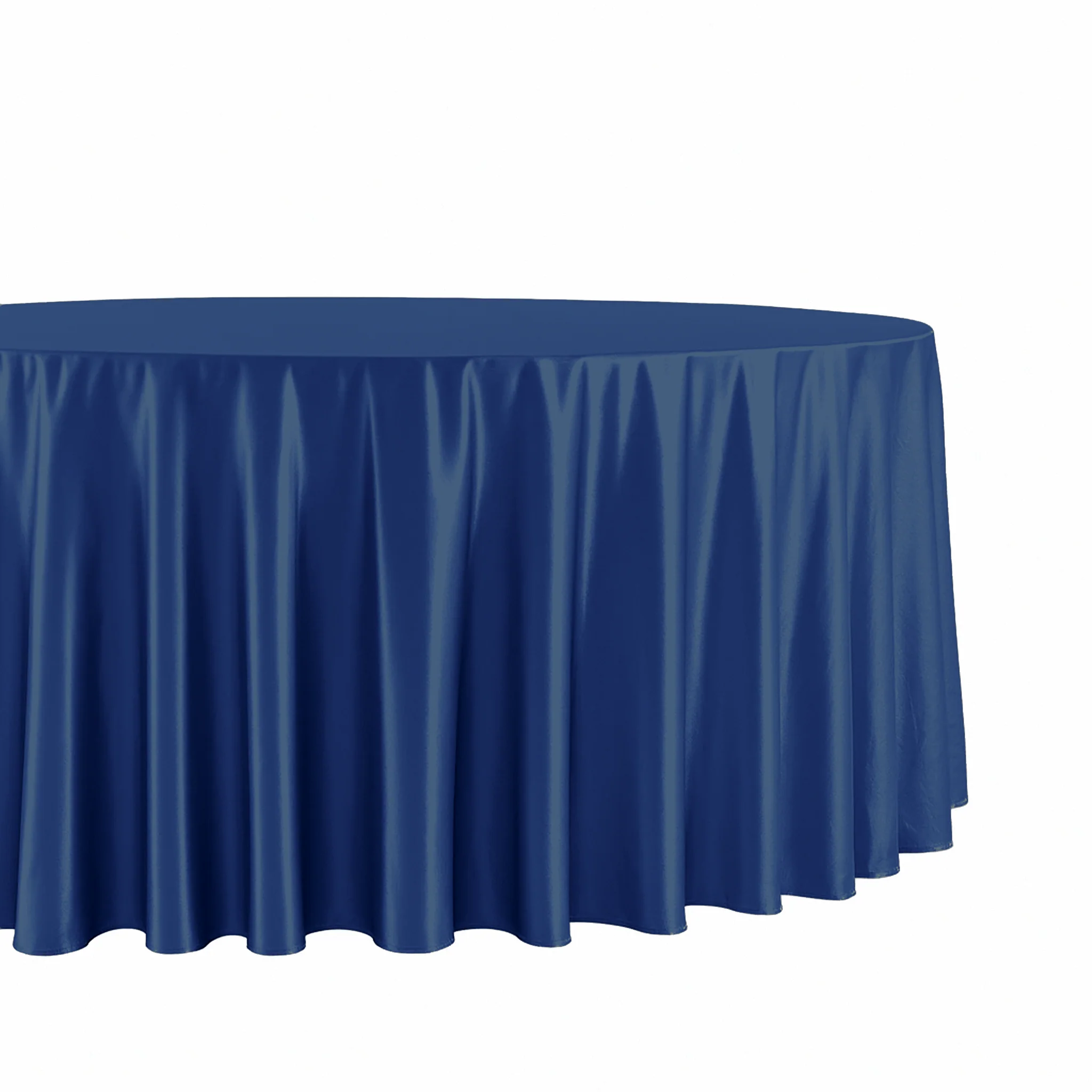Premium Satin (Wrinkle-Resistant) 108" Round Tablecloth - Navy Blue - Image 5