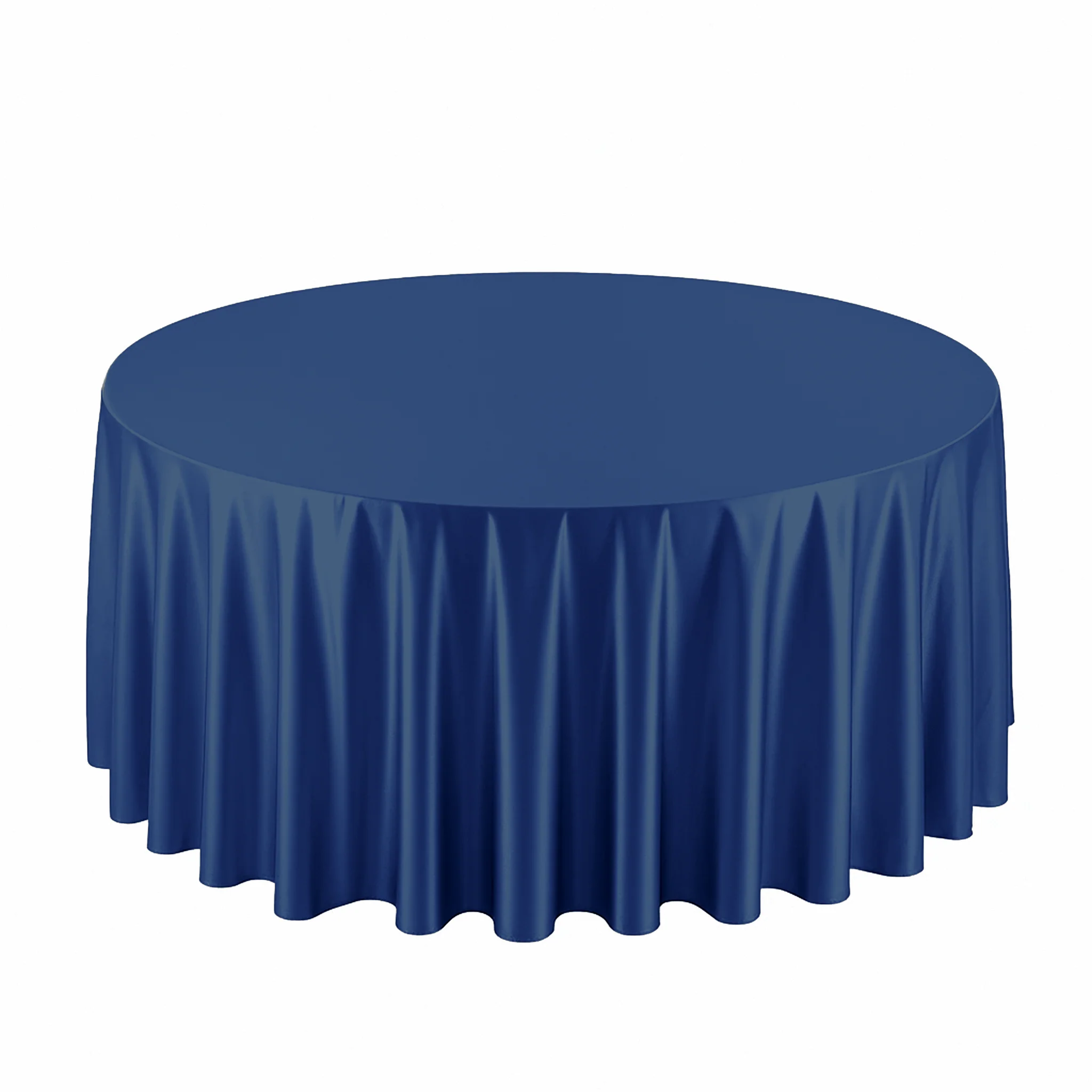 Premium Satin (Wrinkle-Resistant) 108" Round Tablecloth - Navy Blue - Image 7