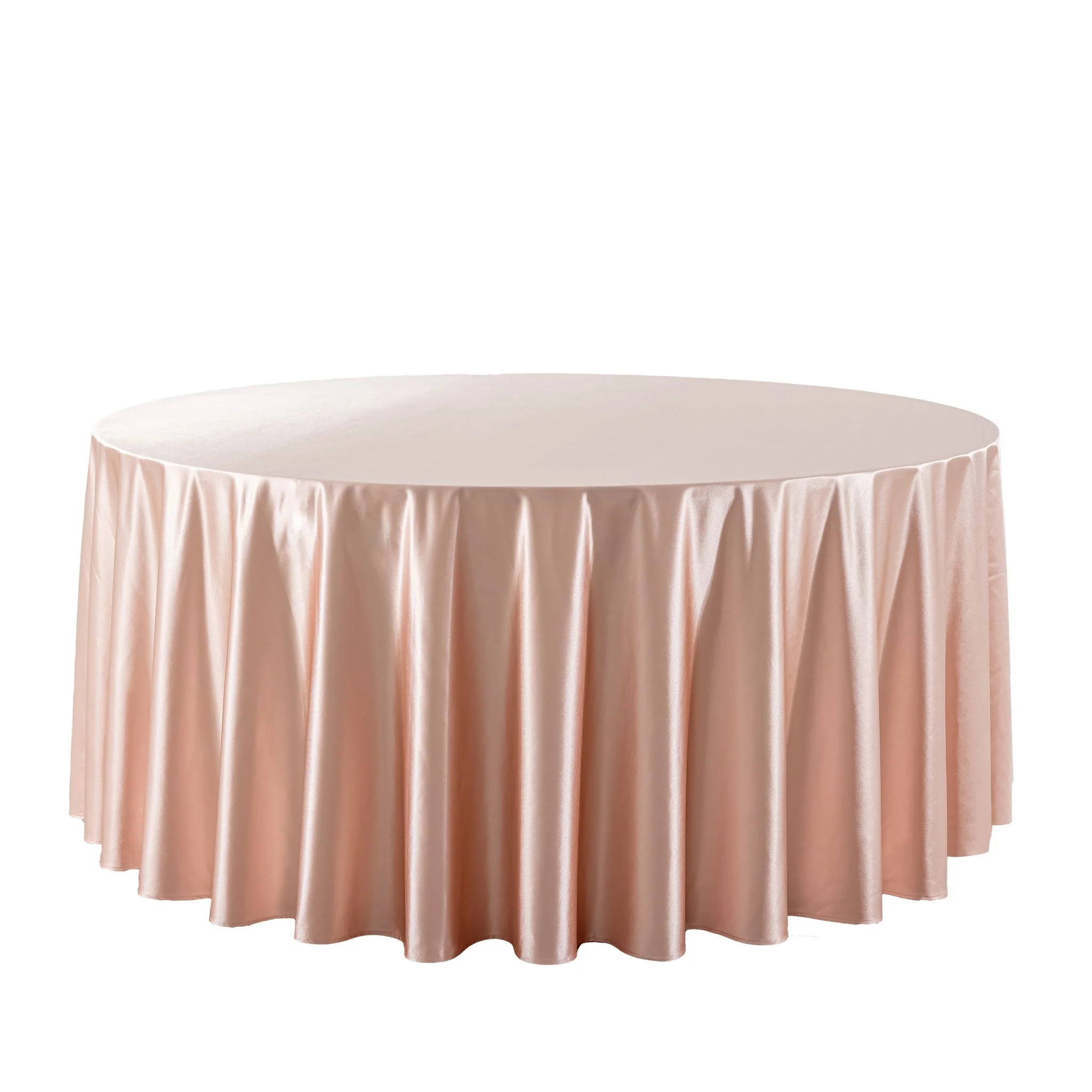 Premium Satin (Wrinkle-Resistant) 120" Round Tablecloth - Blush/Rose Gold