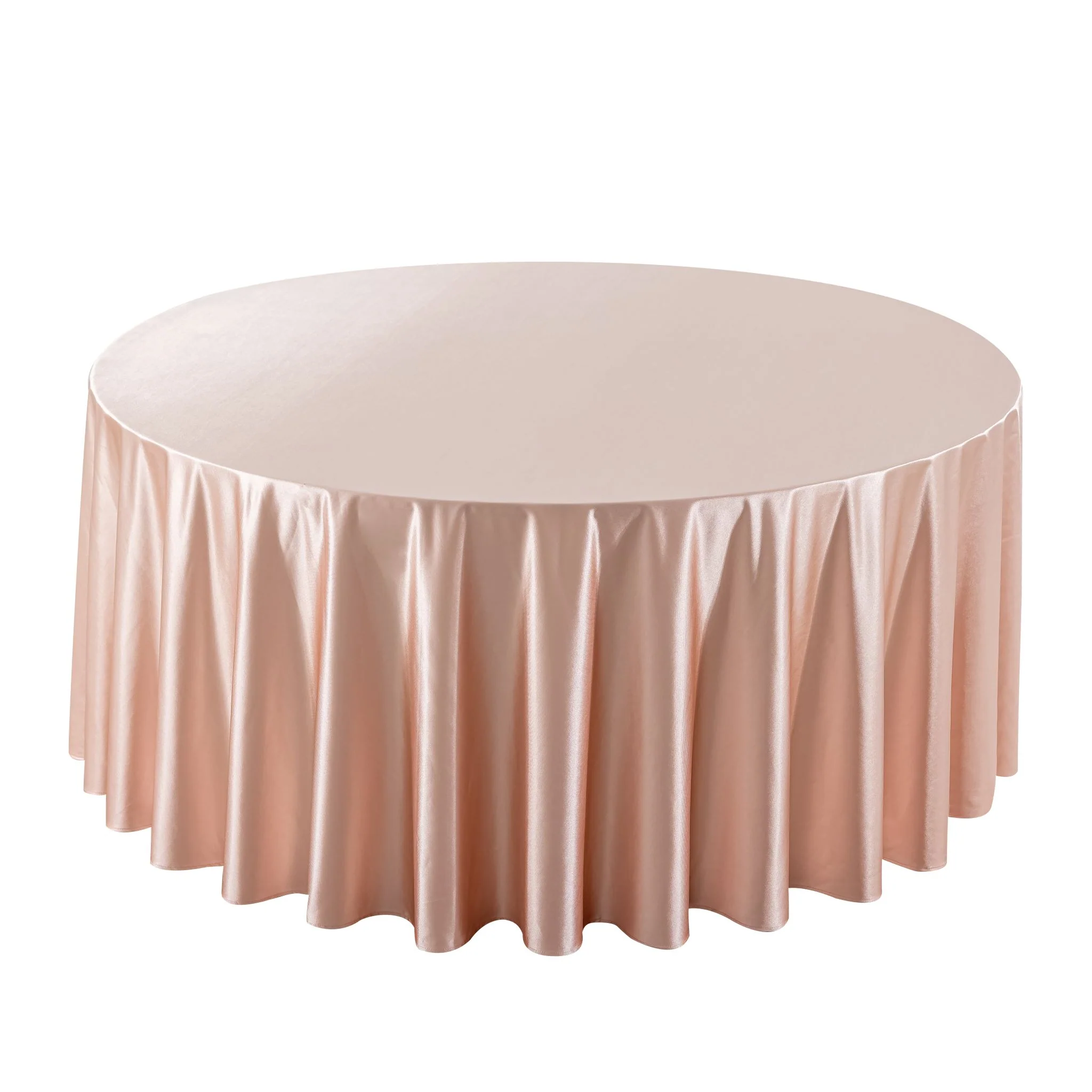 Premium Satin (Wrinkle-Resistant) 120" Round Tablecloth - Blush/Rose Gold - Image 5