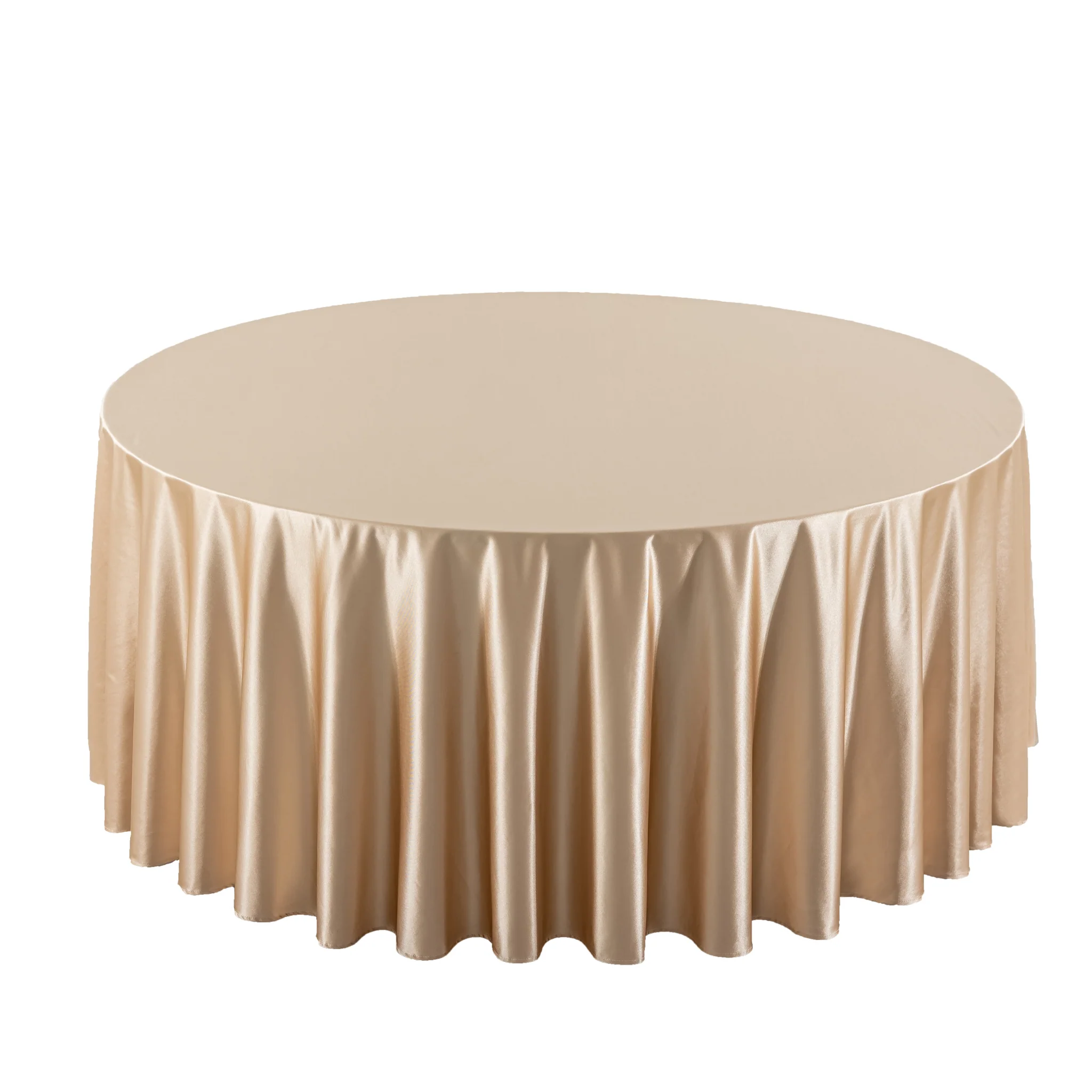 Premium Satin (Wrinkle-Resistant) 120" Round Tablecloth - Champagne